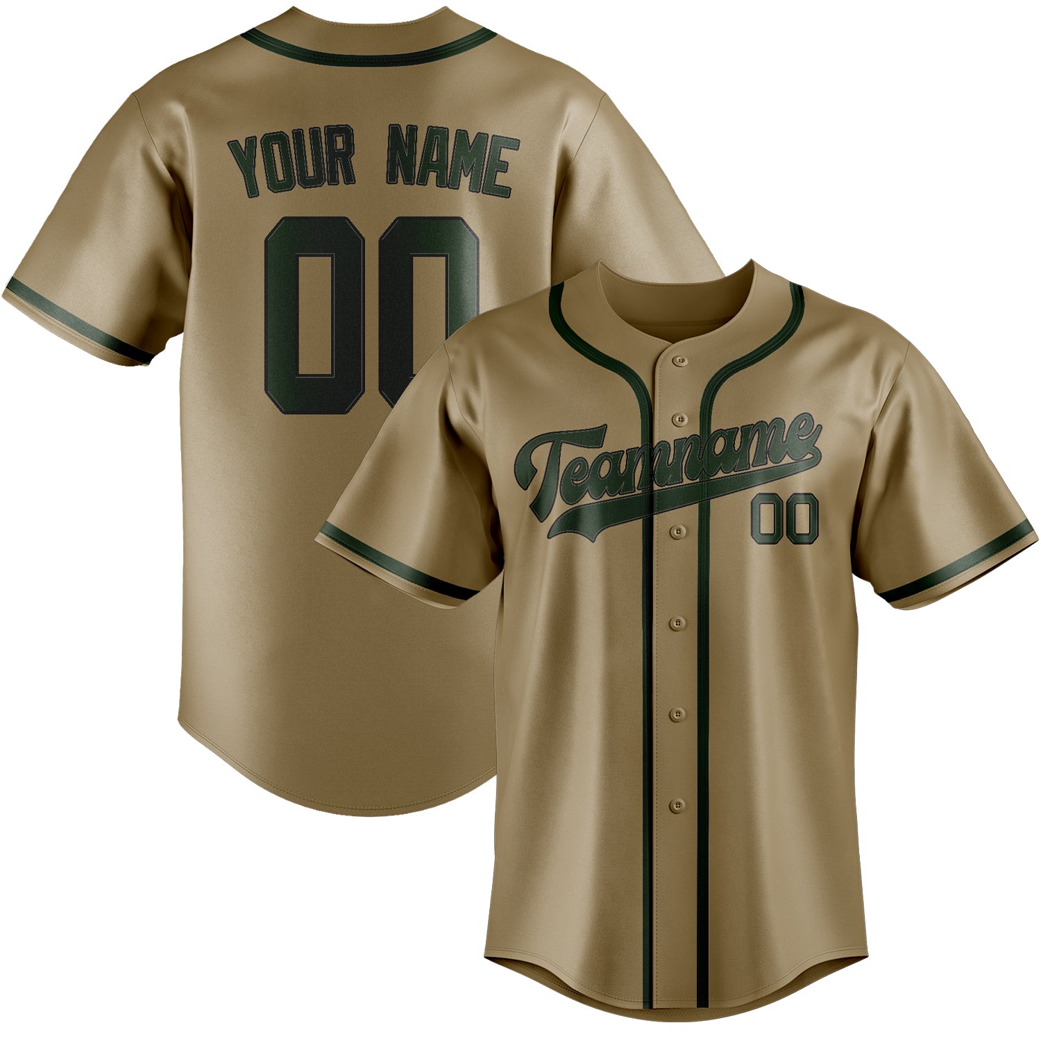 Потребител -дефиниран професионален Hellkhaki Fir Green Baseball Jersey