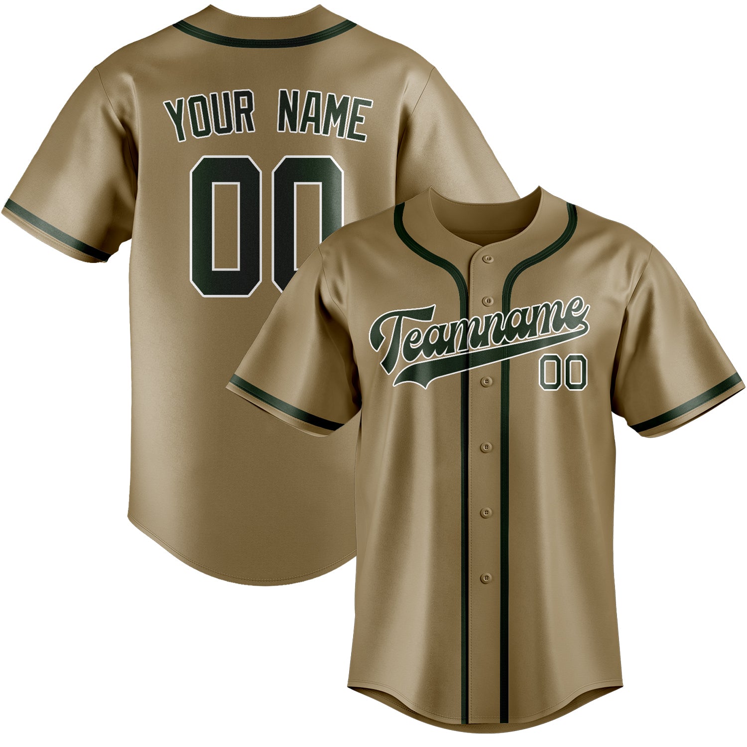 Потребител -дефиниран професионален Hellkhaki Fir Green Baseball Jersey