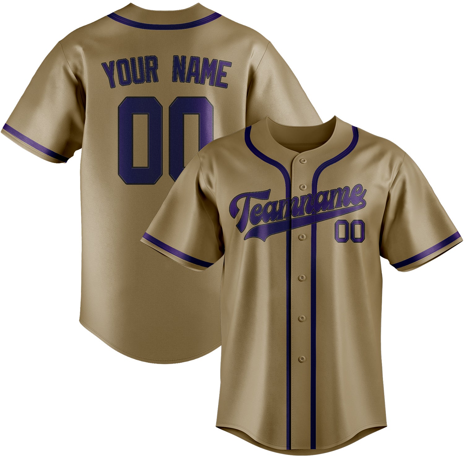 Benutzerdefiniertes Professionelles Hellkhaki Lila Baseballtrikot