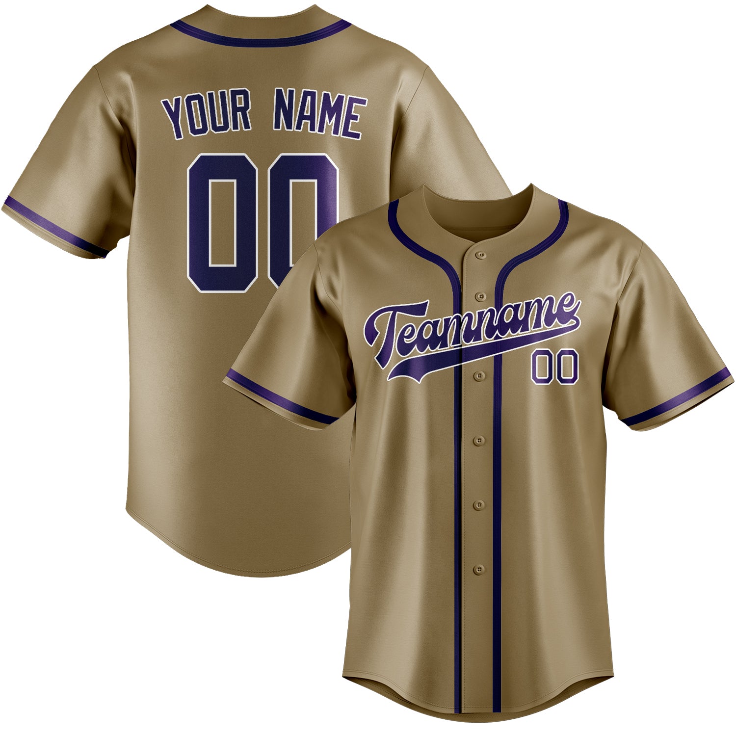 Benutzerdefiniertes Professionelles Hellkhaki Lila Baseballtrikot
