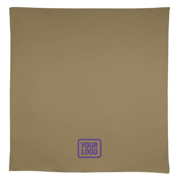 Tovaglia quadrata personalizzata color kaki chiaro e viola
