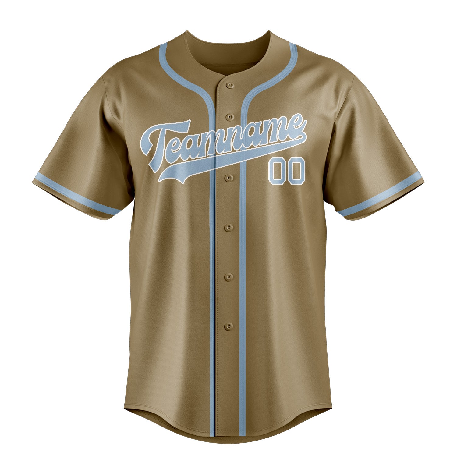 Benutzerdefiniertes Professionelles Hellkhaki Hellblau Baseballtrikot