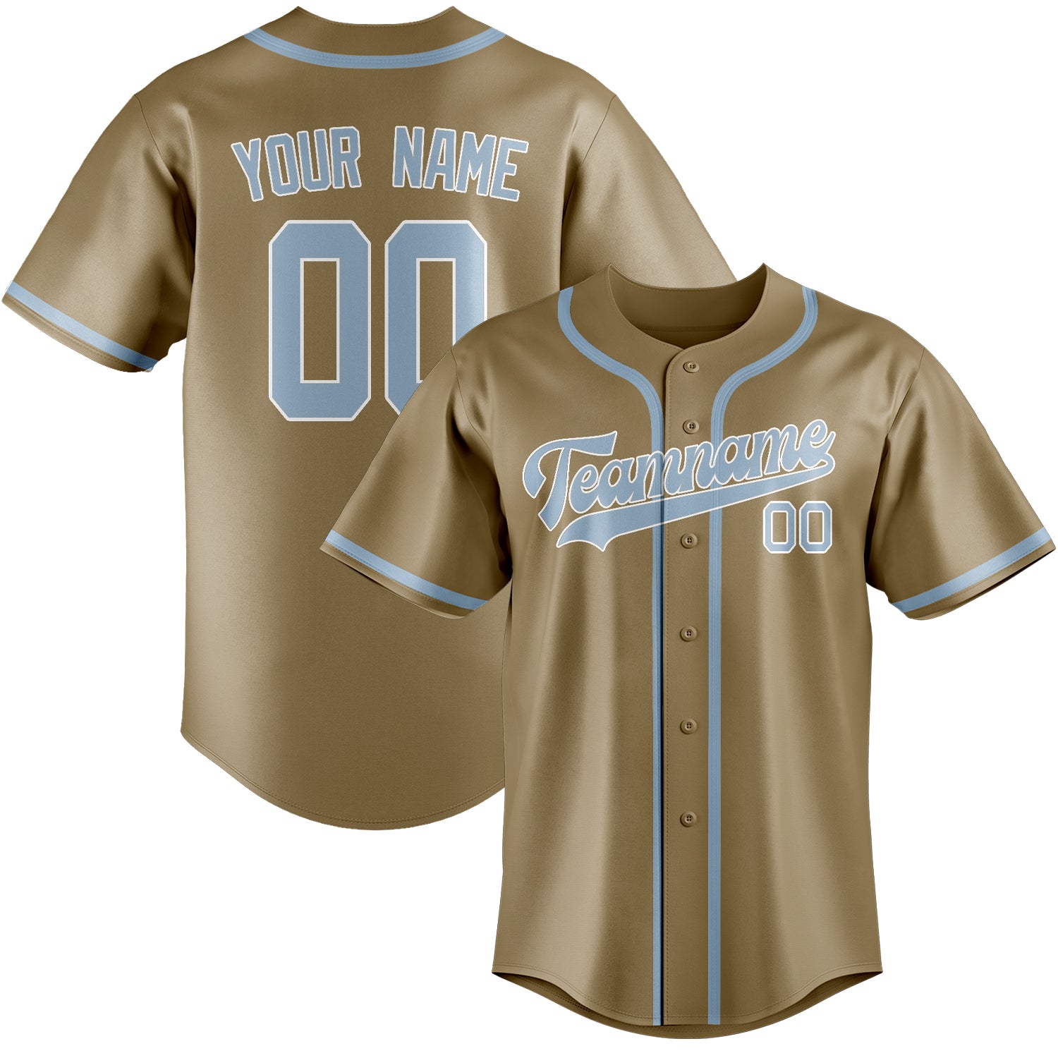 Benutzerdefiniertes Professionelles Hellkhaki Hellblau Baseballtrikot