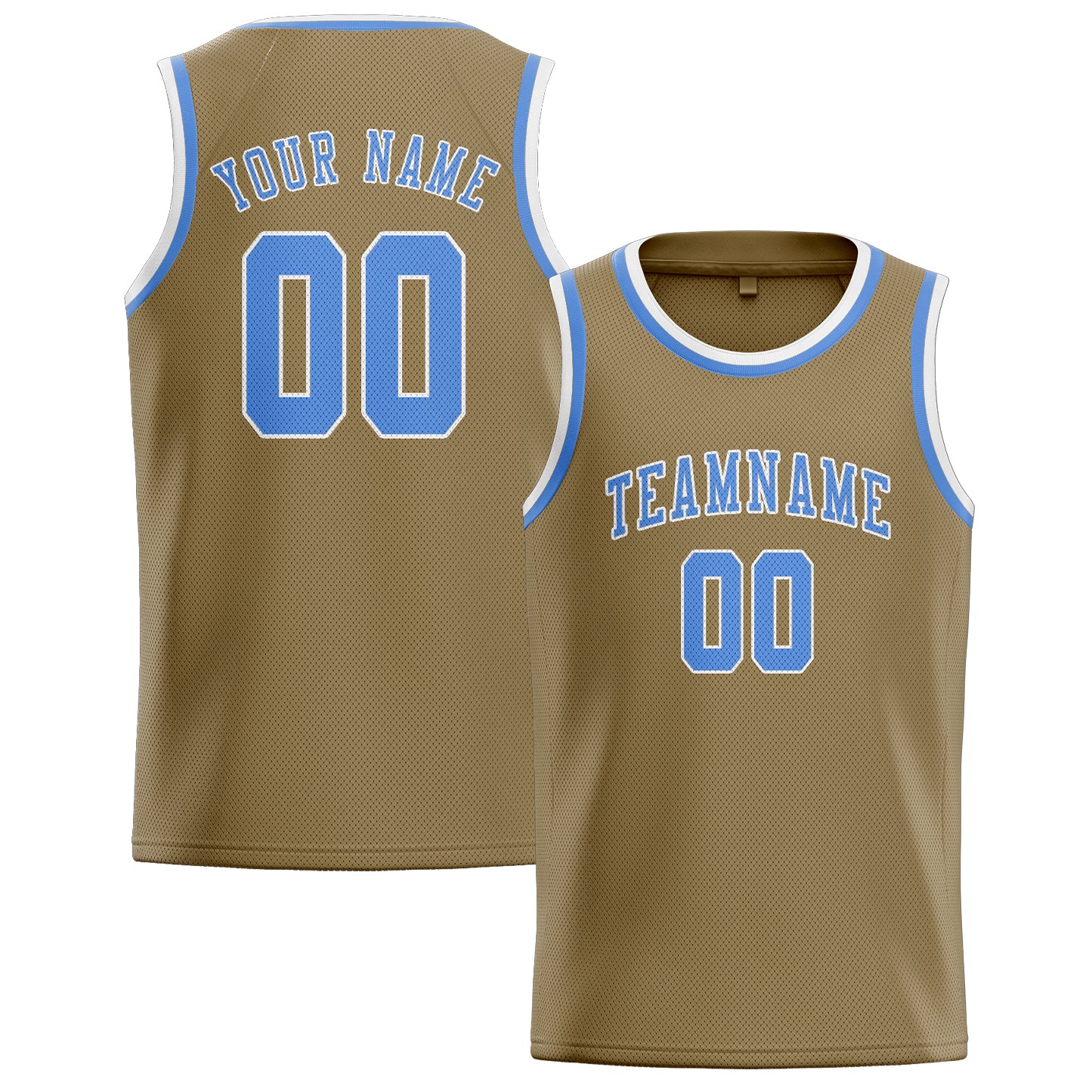Benutzerdefiniertes Professionelles Hellkhaki Hellblau Basketballtrikot