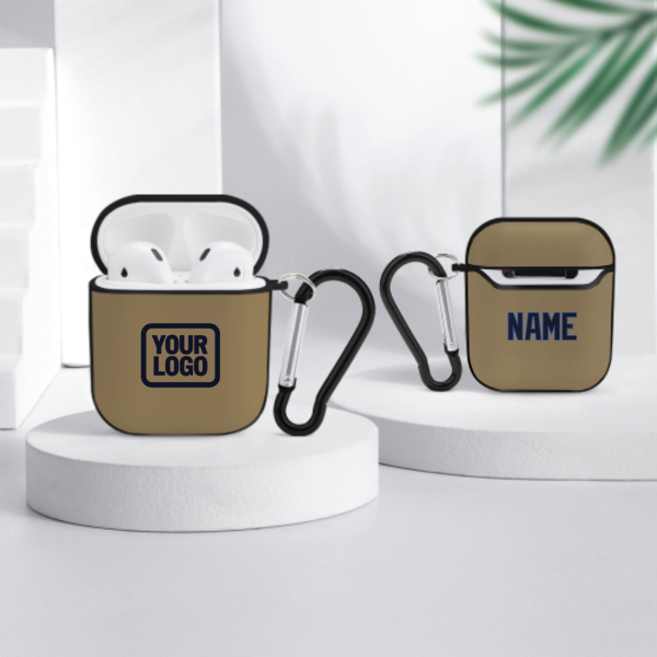 Maßgeschneidertes Hellkhaki Stahlblau AirPods-Hülle