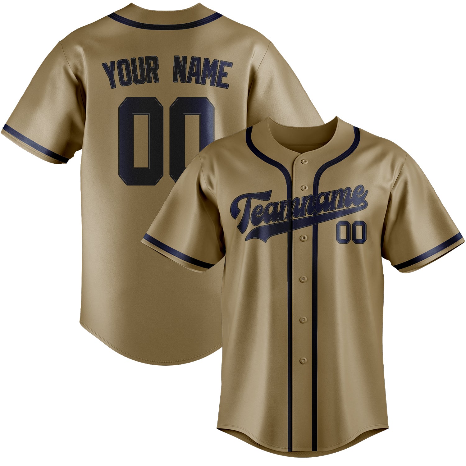Benutzerdefiniertes Professionelles Hellkhaki Marineblau Baseballtrikot