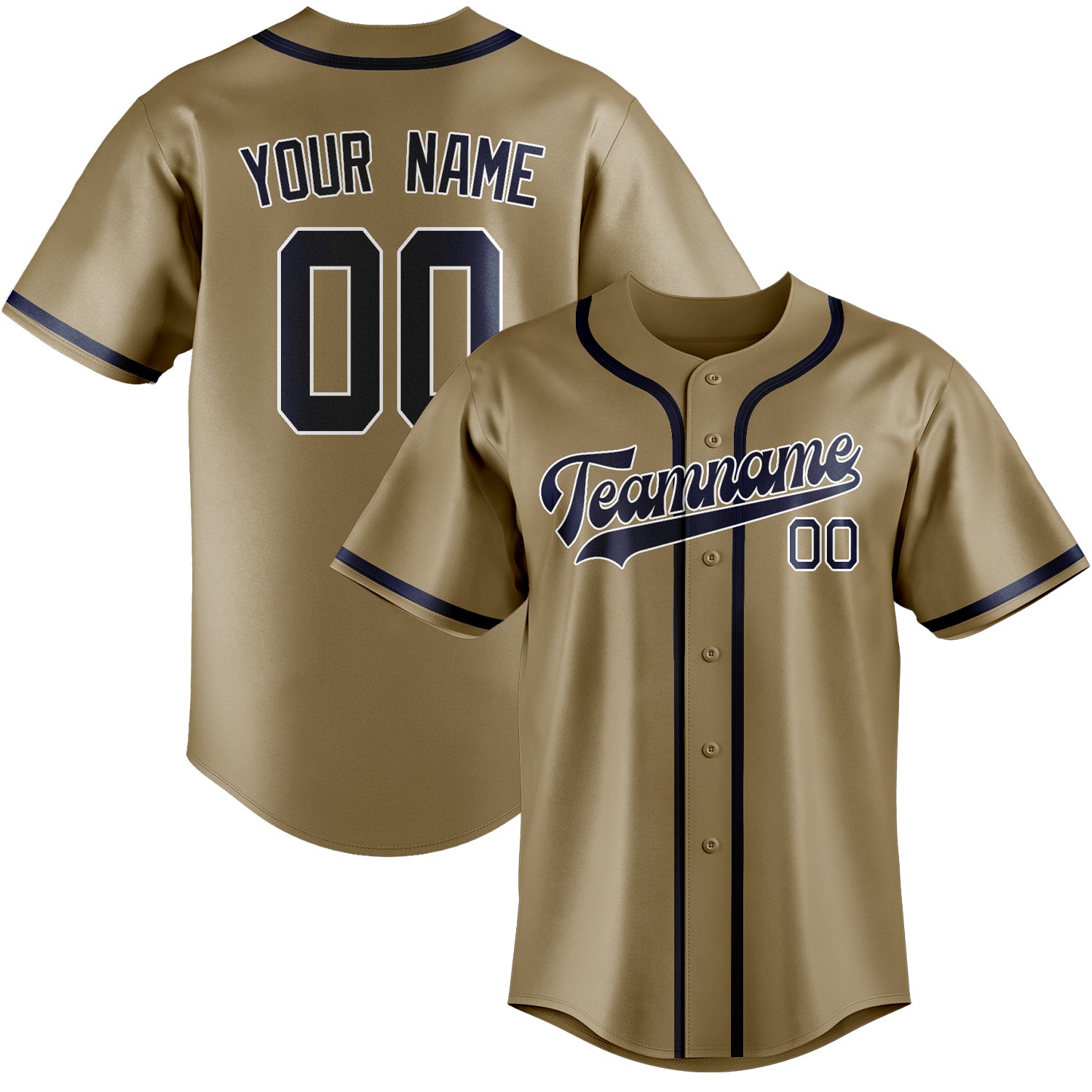 Benutzerdefiniertes Professionelles Hellkhaki Marineblau Baseballtrikot