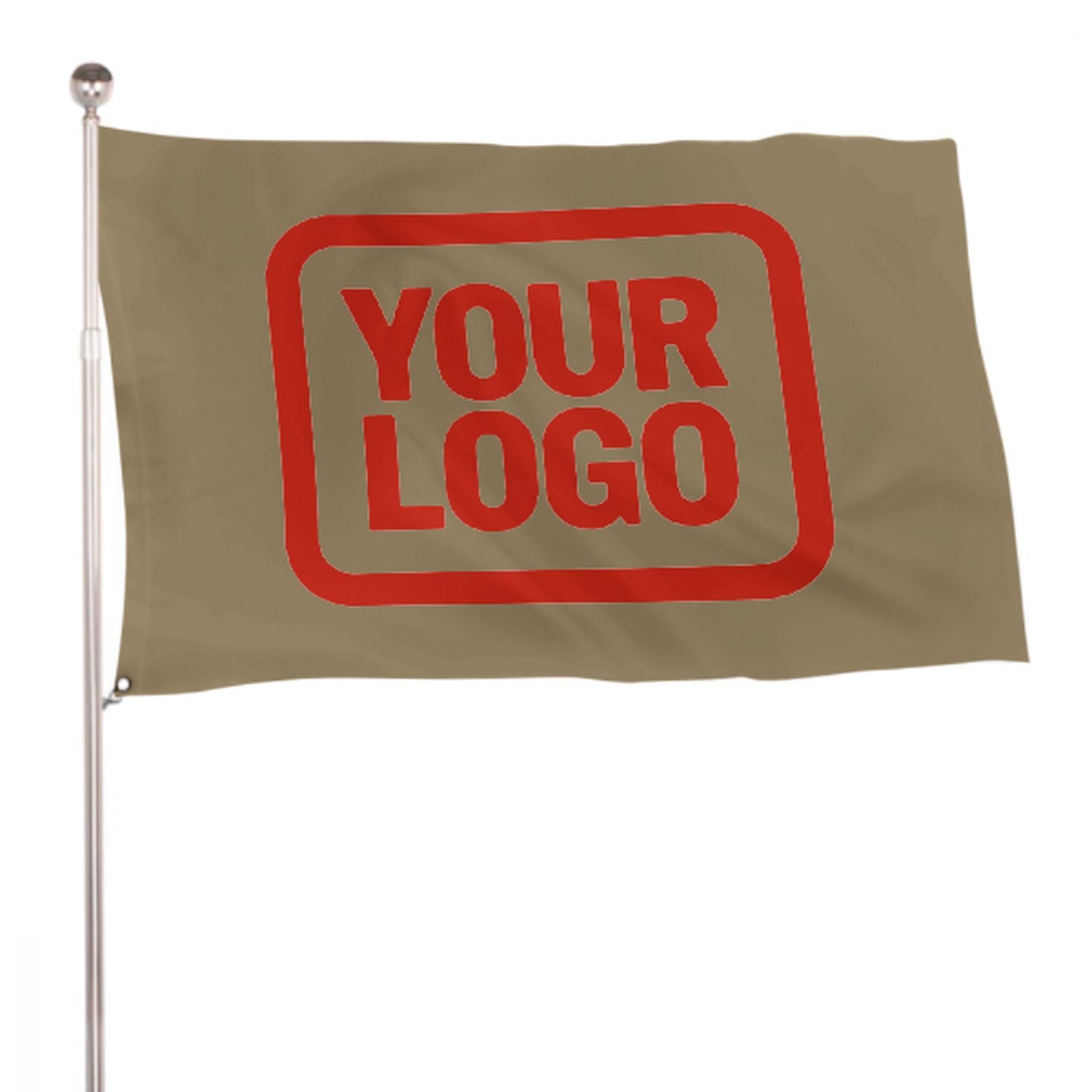 Maßgeschneidertes Hellkhaki Orangerot Flagge