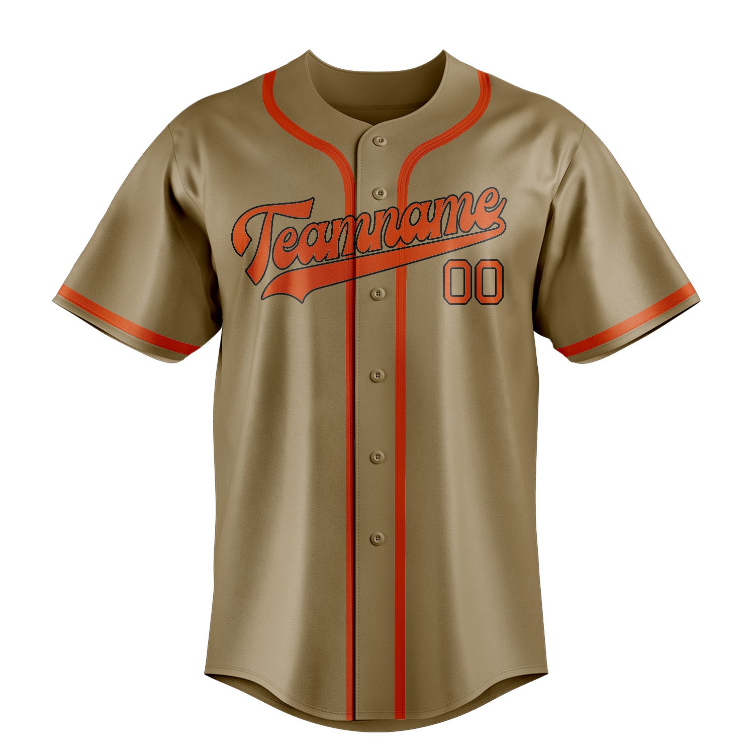 Benutzerdefiniertes Professionelles Hellkhaki Orangerot Baseballtrikot