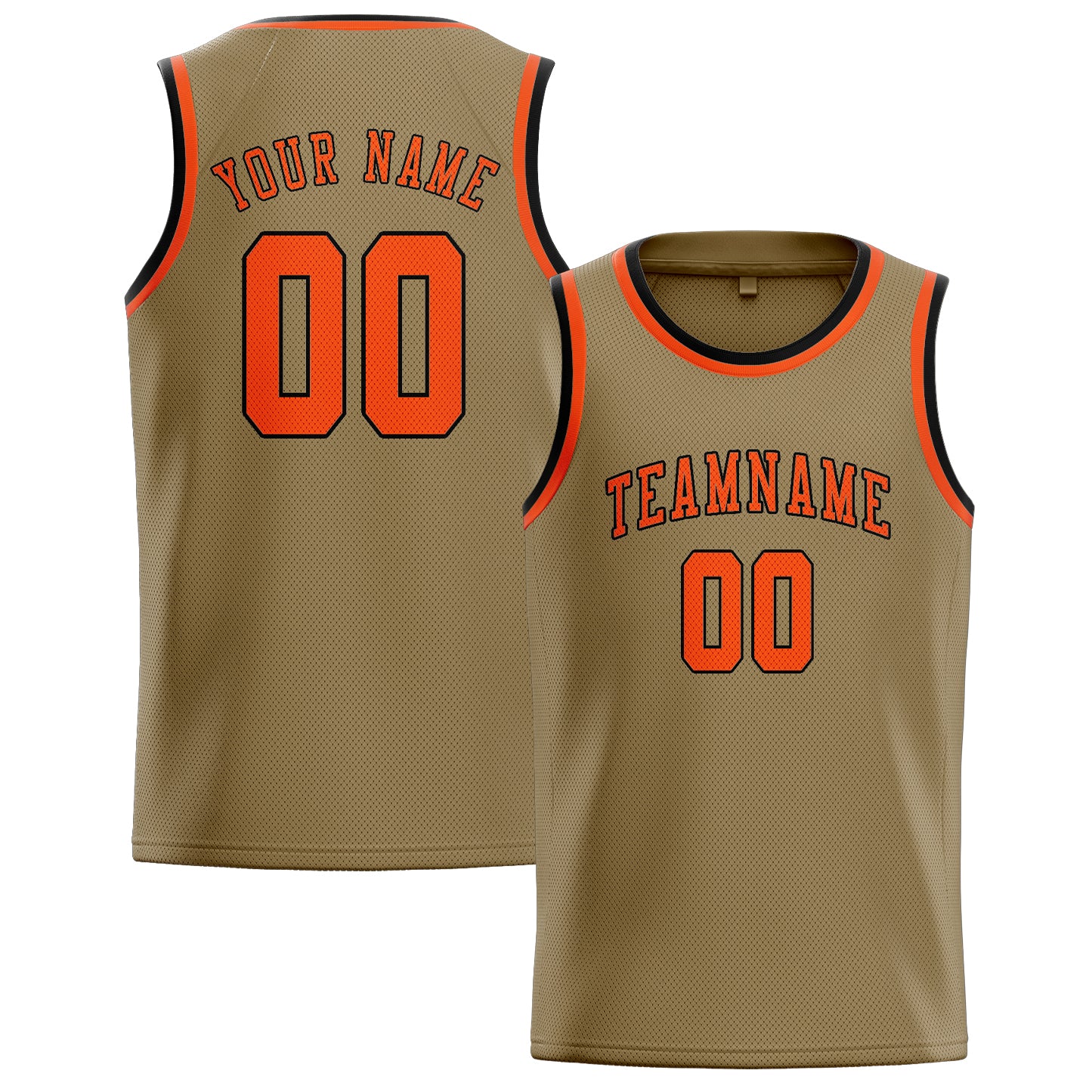 Benutzerdefiniertes Professionelles Hellkhaki Orangerot Basketballtrikot