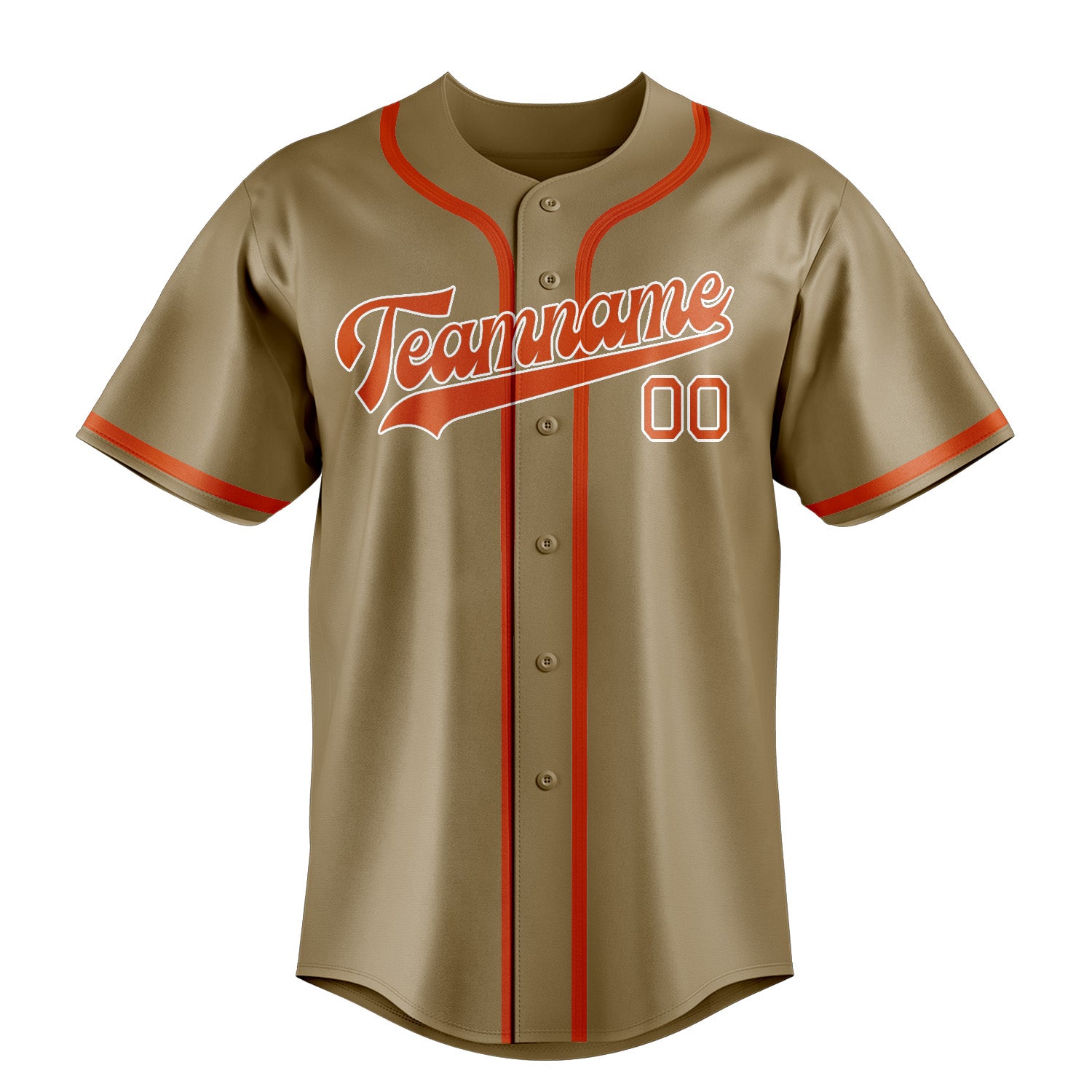 Benutzerdefiniertes Professionelles Hellkhaki Orangerot Baseballtrikot