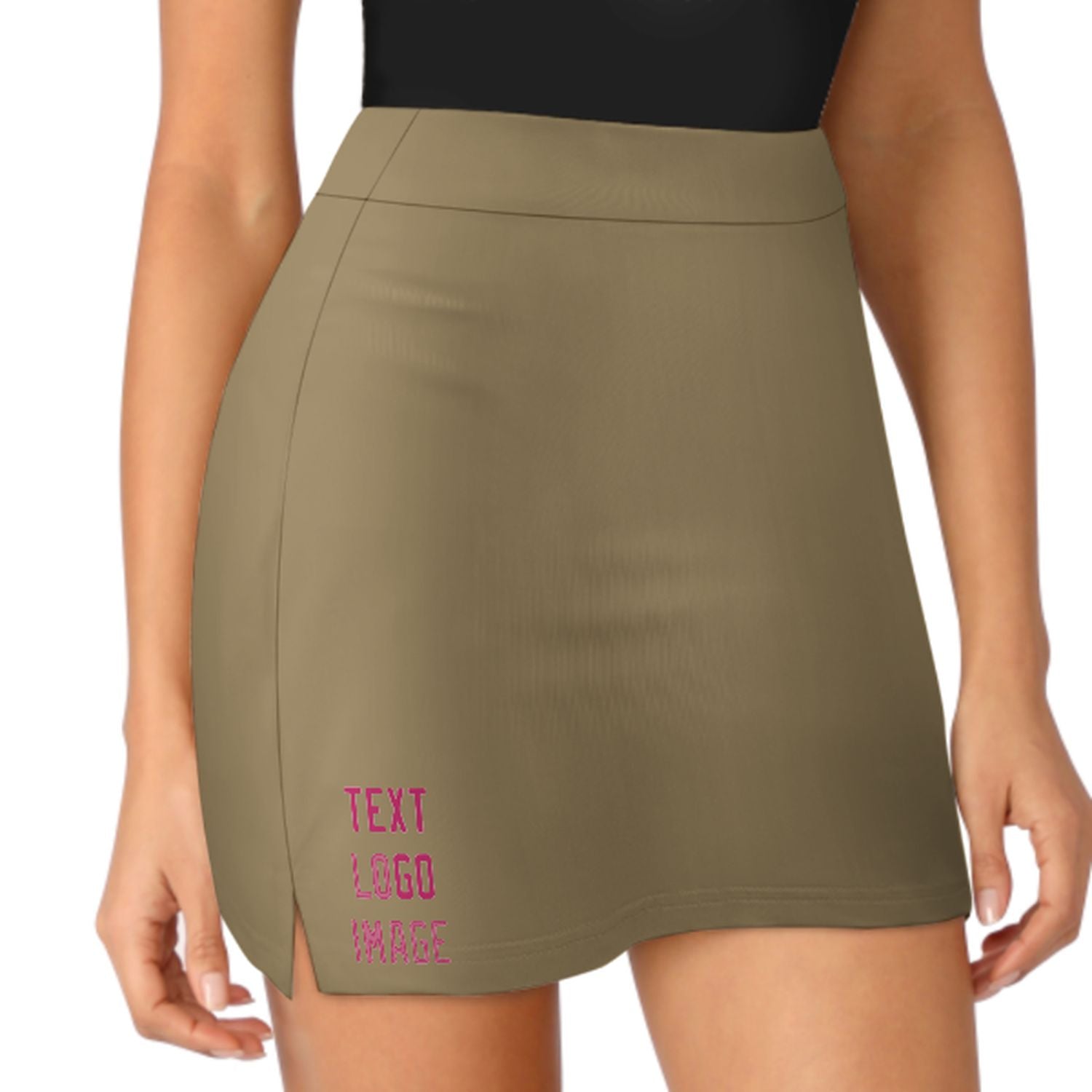 Maßgeschneidertes Hellkhaki Rosarot A-Linien Skort