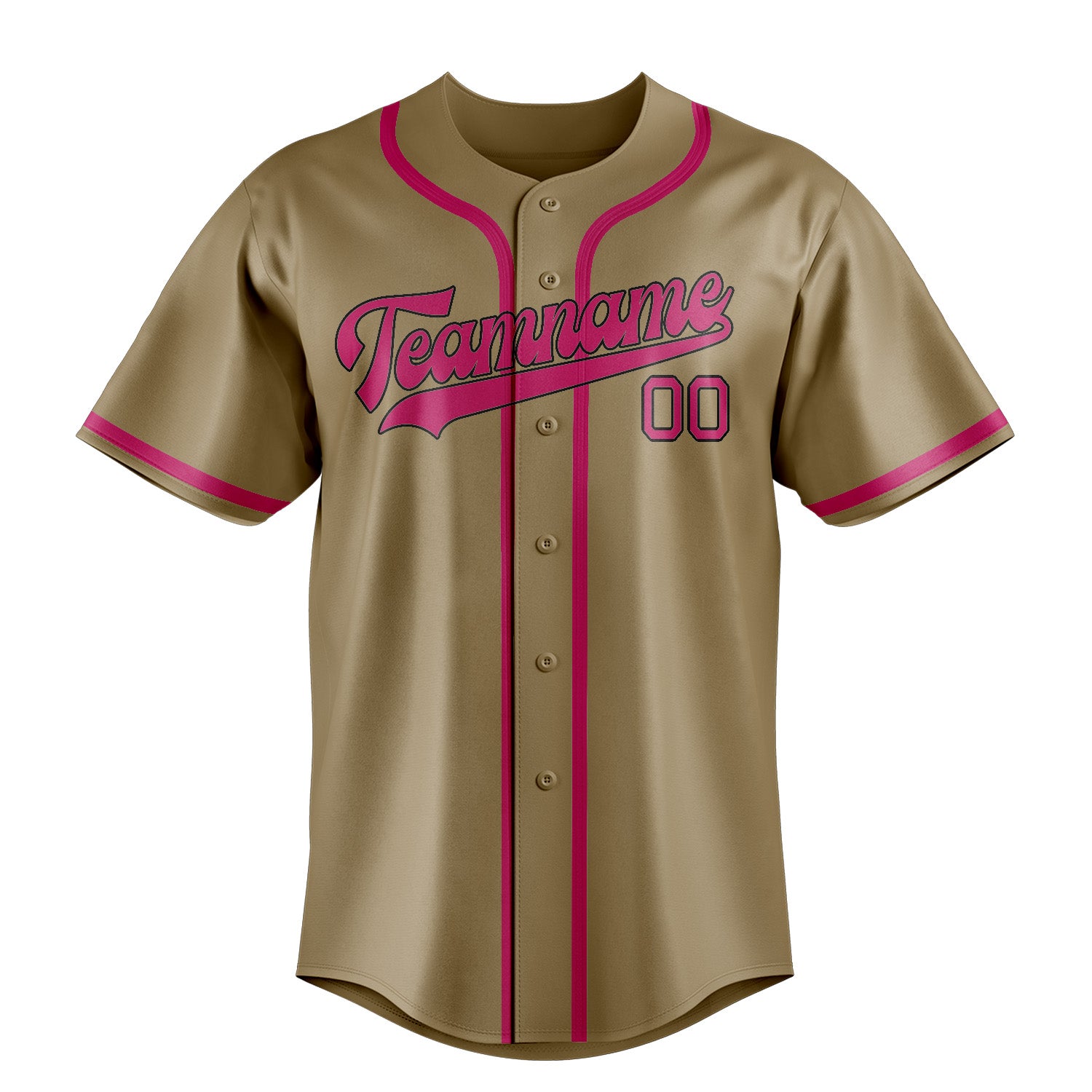 Benutzerdefiniertes Professionelles Hellkhaki Rosarot Baseballtrikot