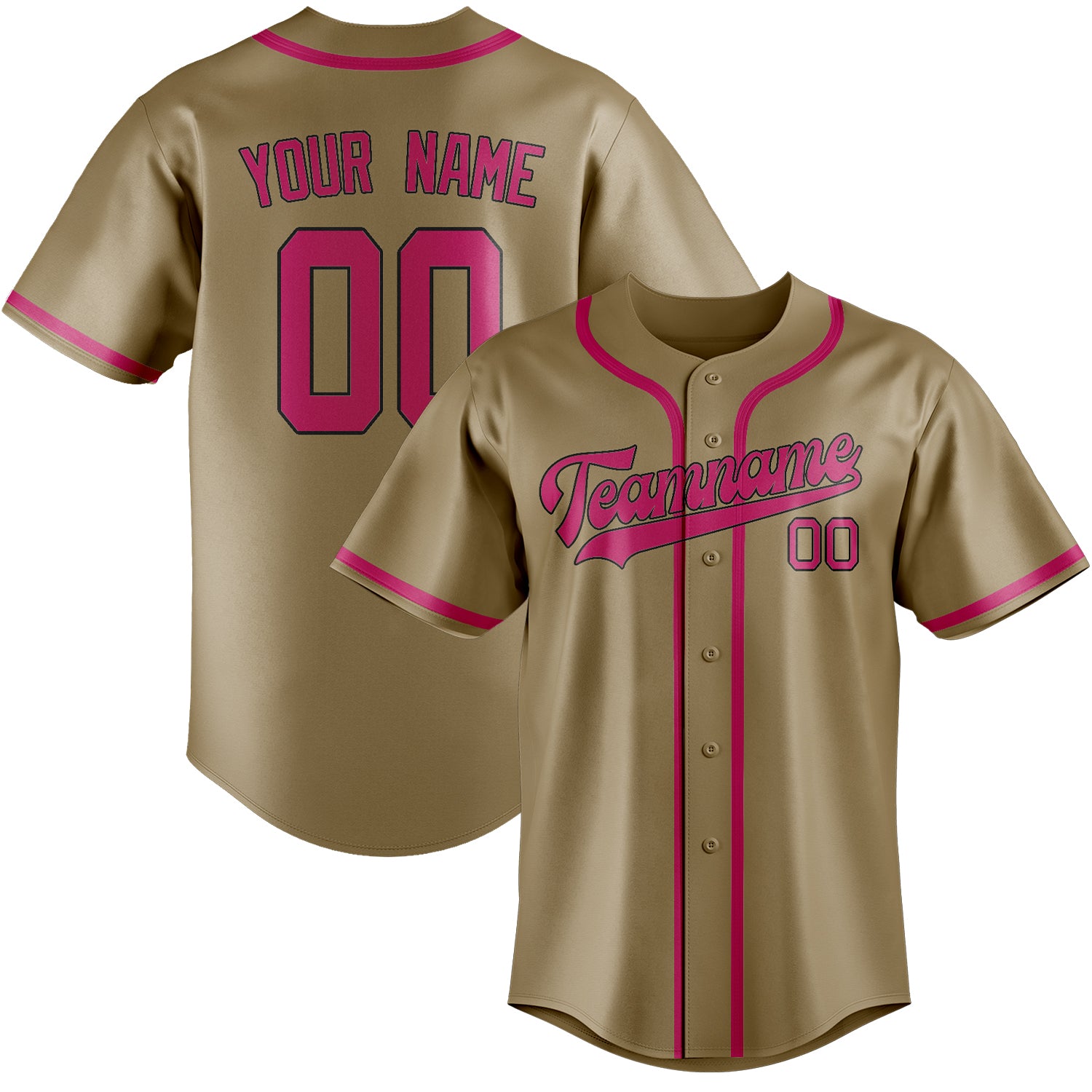Benutzerdefiniertes Professionelles Hellkhaki Rosarot Baseballtrikot