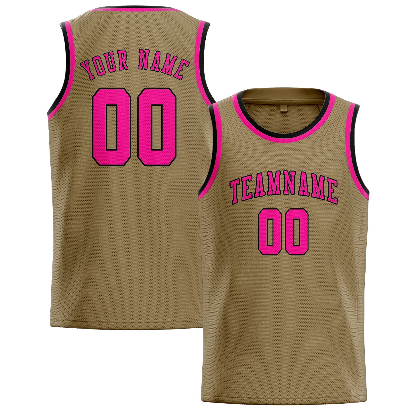 Benutzerdefiniertes Professionelles Hellkhaki Rosarot Basketballtrikot