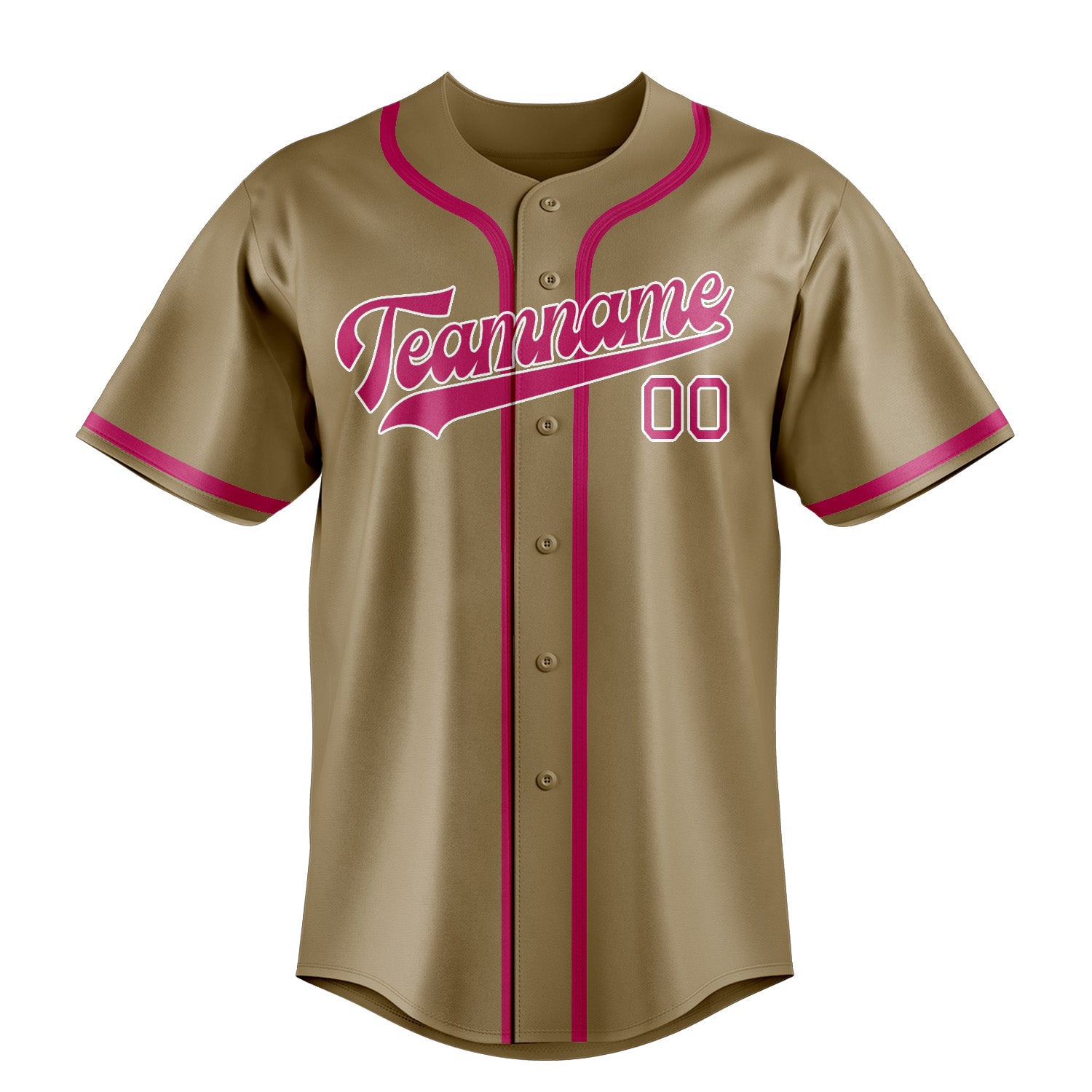 Benutzerdefiniertes Professionelles Hellkhaki Rosarot Baseballtrikot
