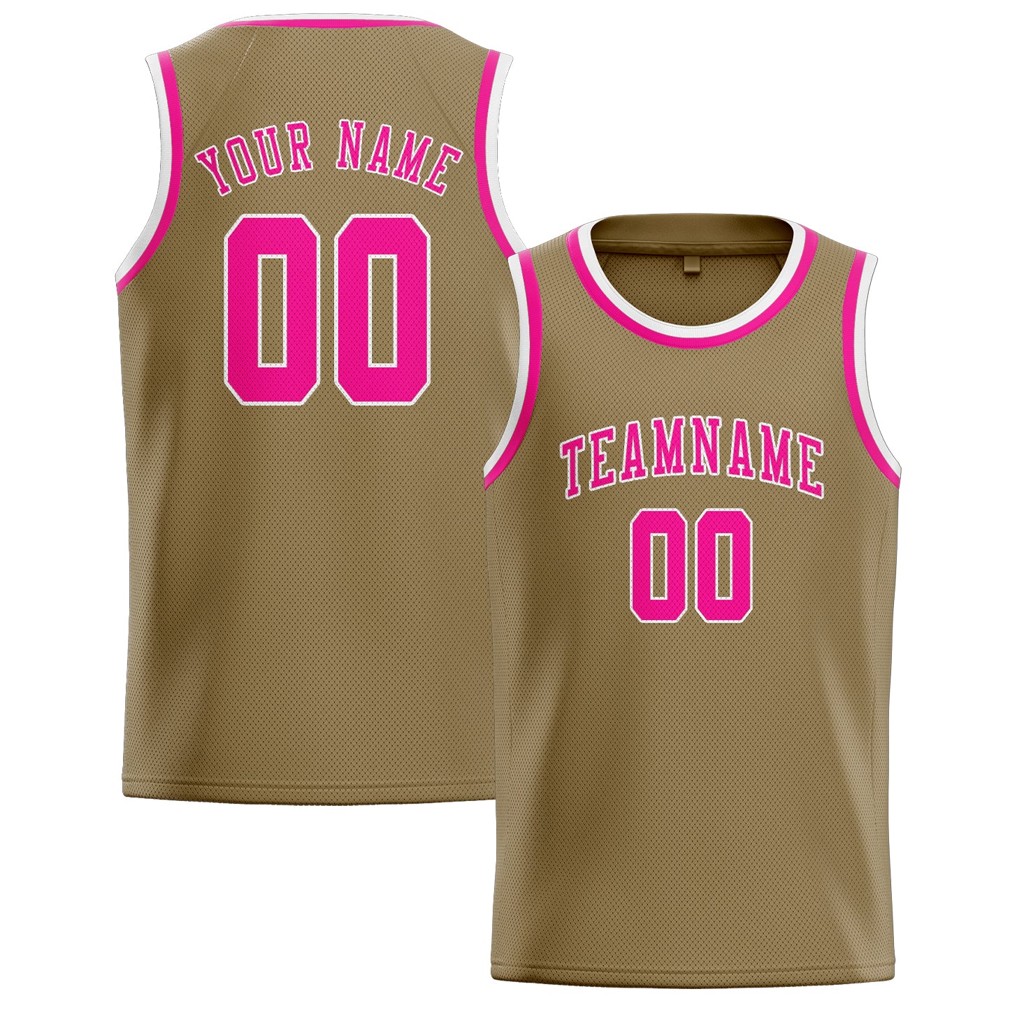 Benutzerdefiniertes Professionelles Hellkhaki Rosarot Basketballtrikot