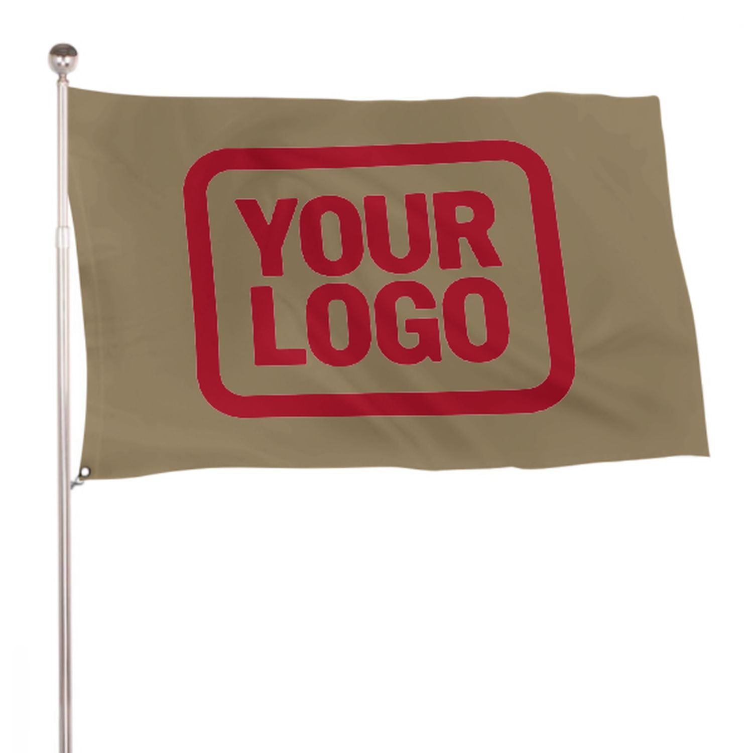 Maßgeschneidertes Hellkhaki Rot Flagge