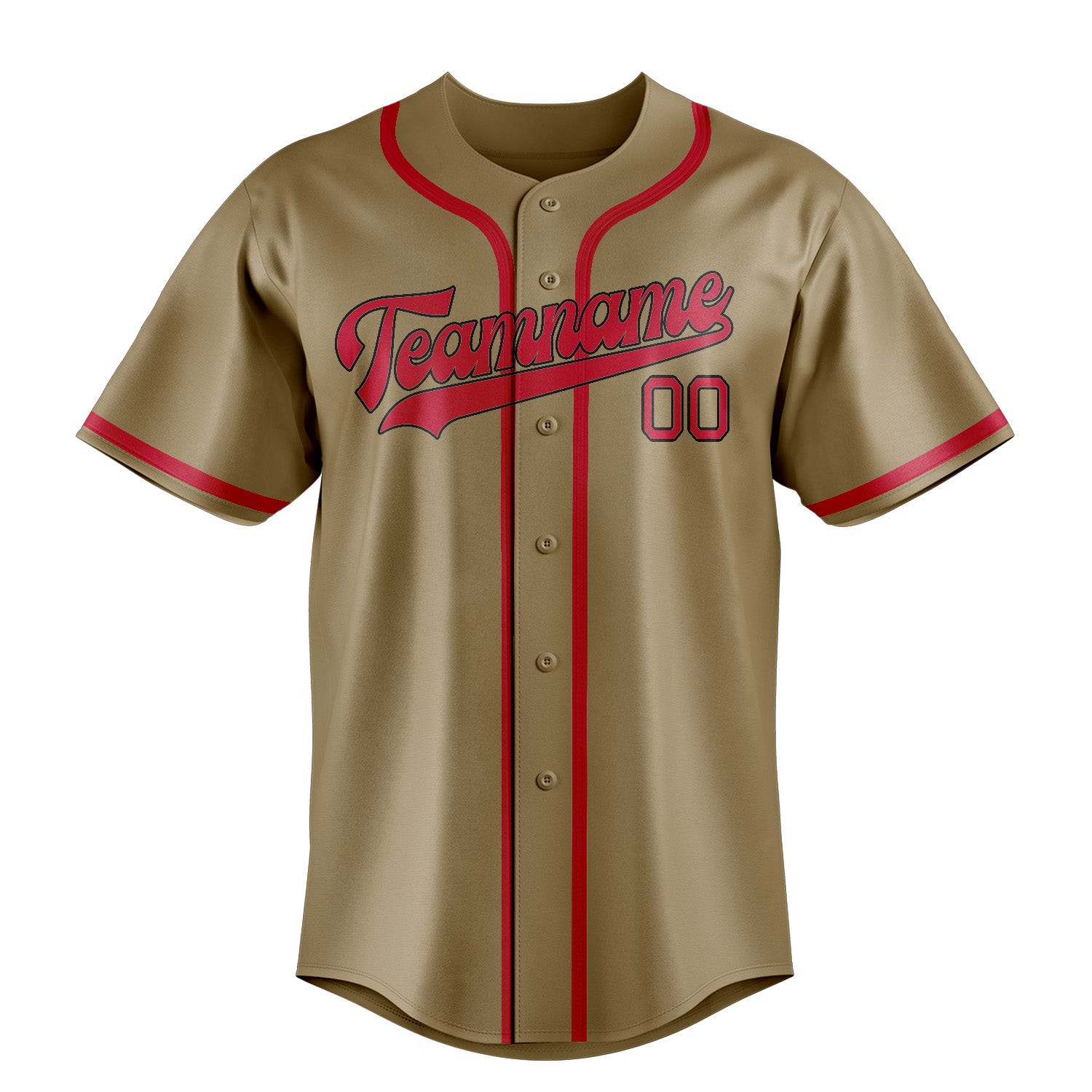 Benutzerdefiniertes Professionelles Hellkhaki Rot Baseballtrikot