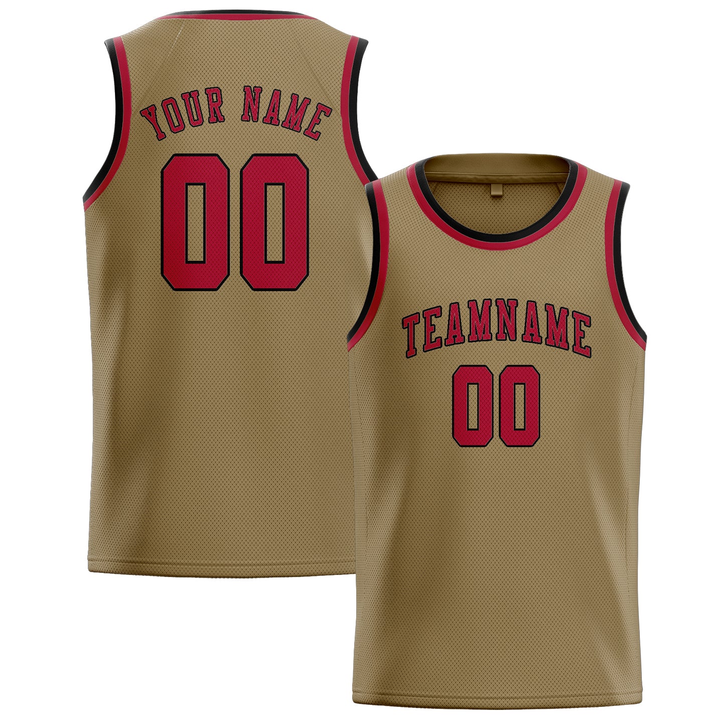Benutzerdefiniertes Professionelles Hellkhaki Rot Basketballtrikot
