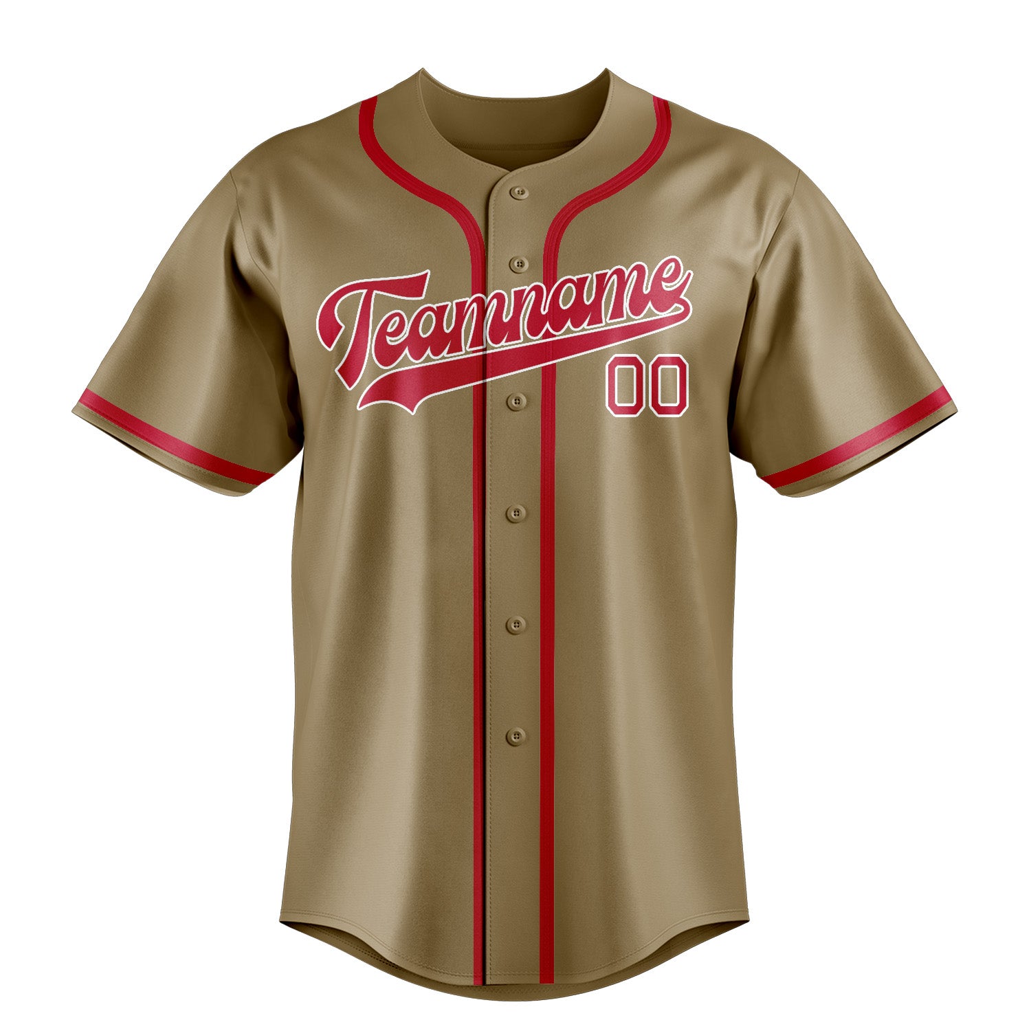 Benutzerdefiniertes Professionelles Hellkhaki Rot Baseballtrikot