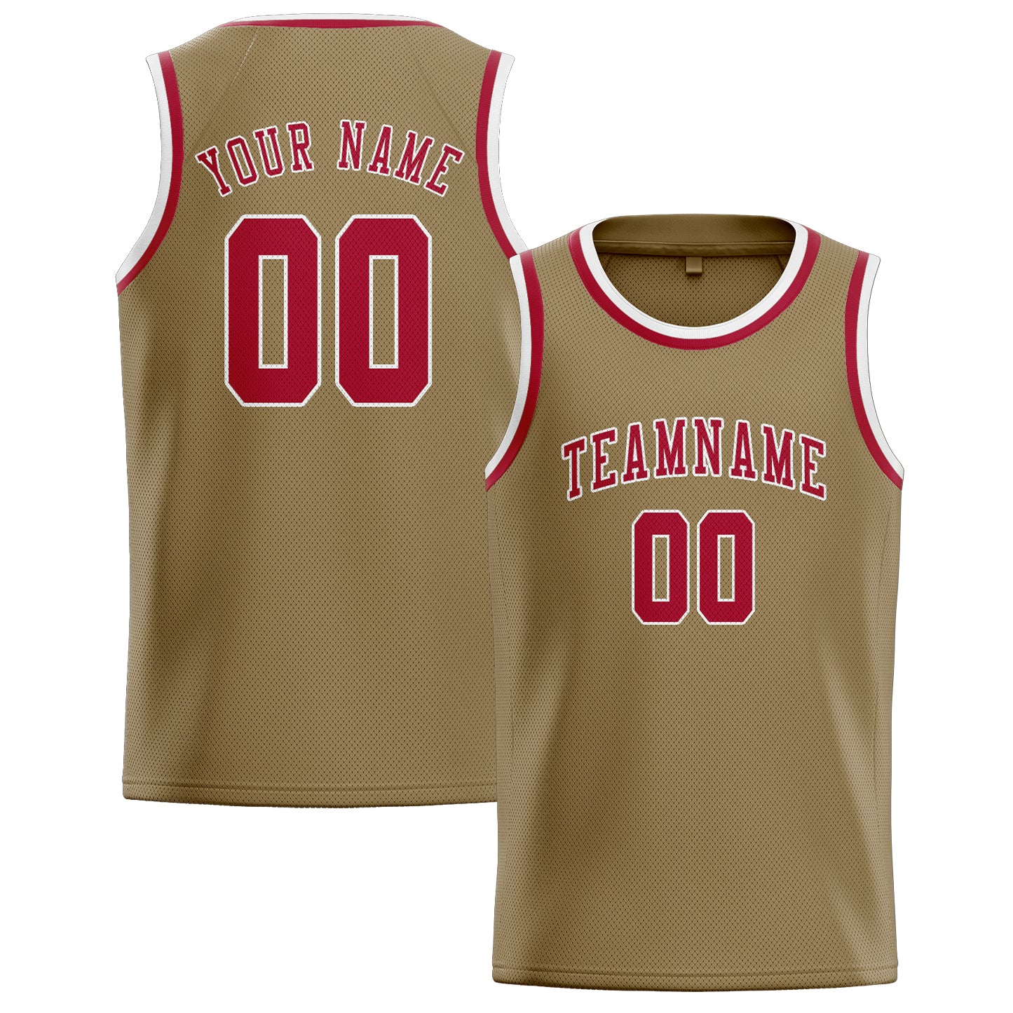 Benutzerdefiniertes Professionelles Hellkhaki Rot Basketballtrikot