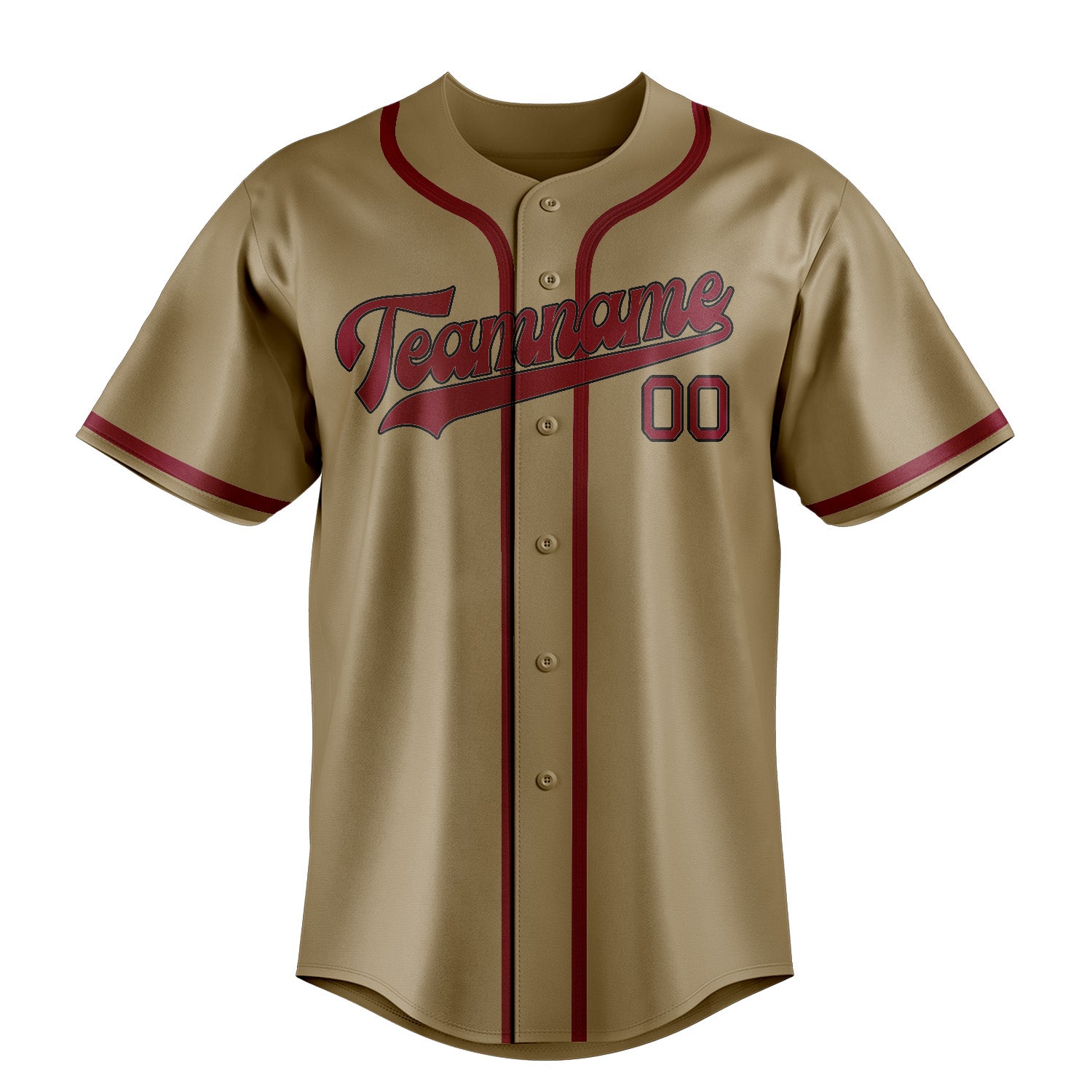 Benutzerdefiniertes Professionelles Hellkhaki Karmesinrot Baseballtrikot