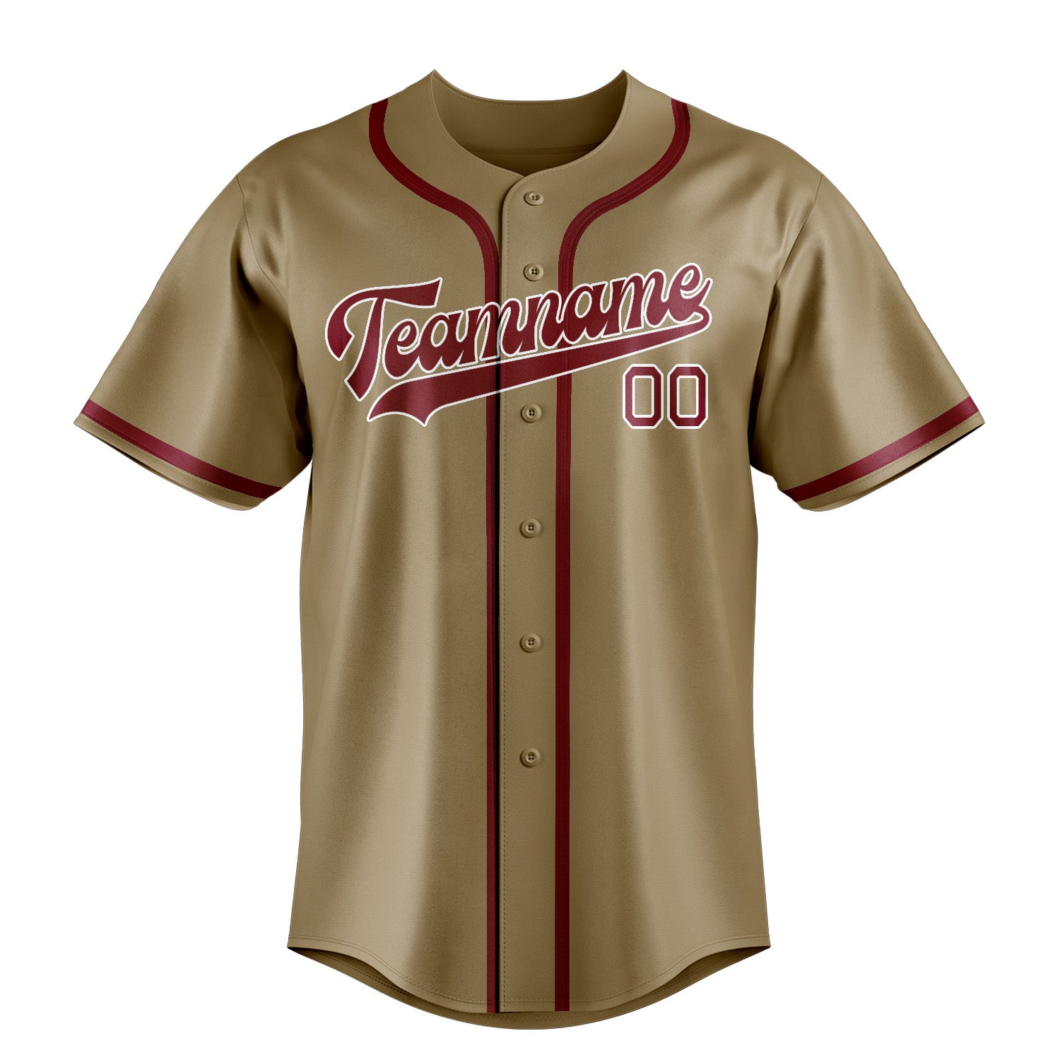 Benutzerdefiniertes Professionelles Hellkhaki Karmesinrot Baseballtrikot