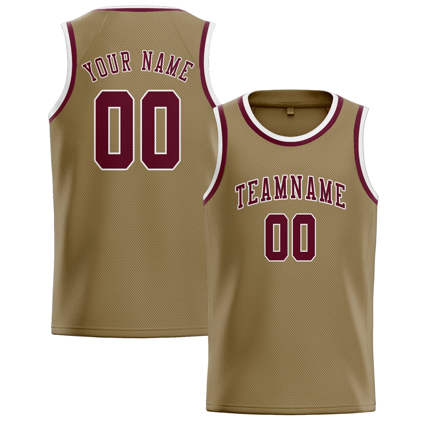 Benutzerdefiniertes Professionelles Hellkhaki Karmesinrot Basketballtrikot