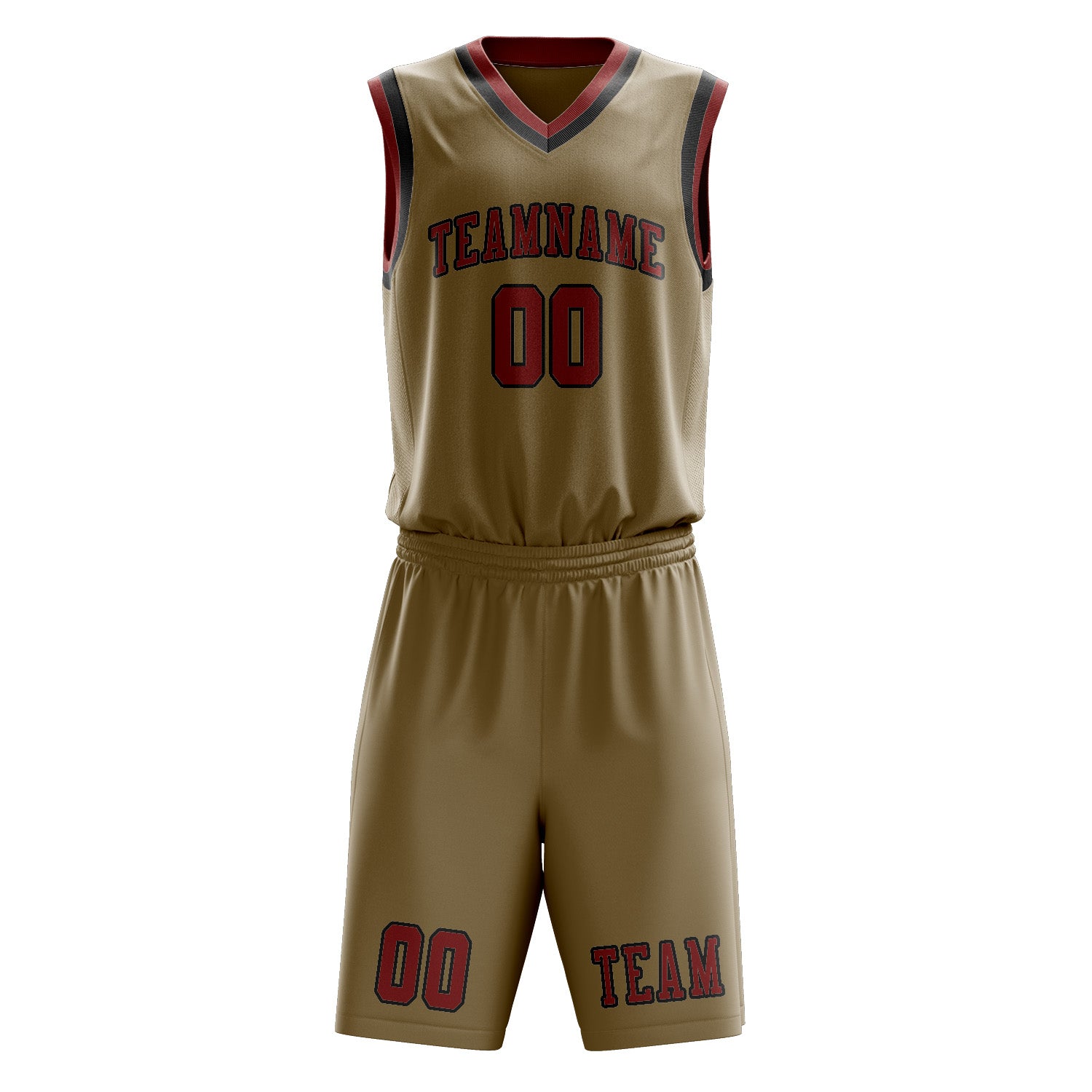 Benutzerdefiniertes Professionelles Hellkhaki Korallenrot Basketballtrikot-Set
