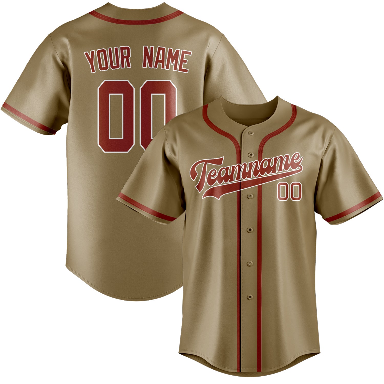 Benutzerdefiniertes Professionelles Hellkhaki Korallenrot Baseballtrikot
