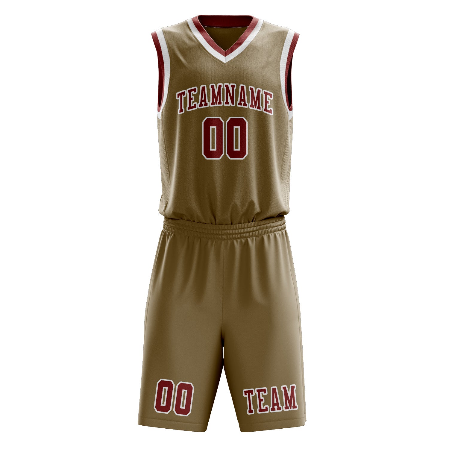 Benutzerdefiniertes Professionelles Hellkhaki Korallenrot Basketballtrikot-Set