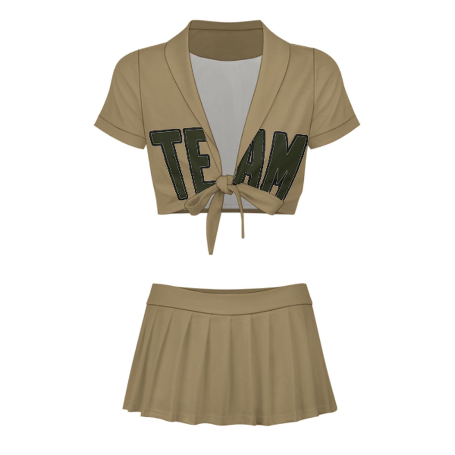 Maßgeschneidertes Hellkhaki Dunkles Oliv Cheerleader Outfit Set