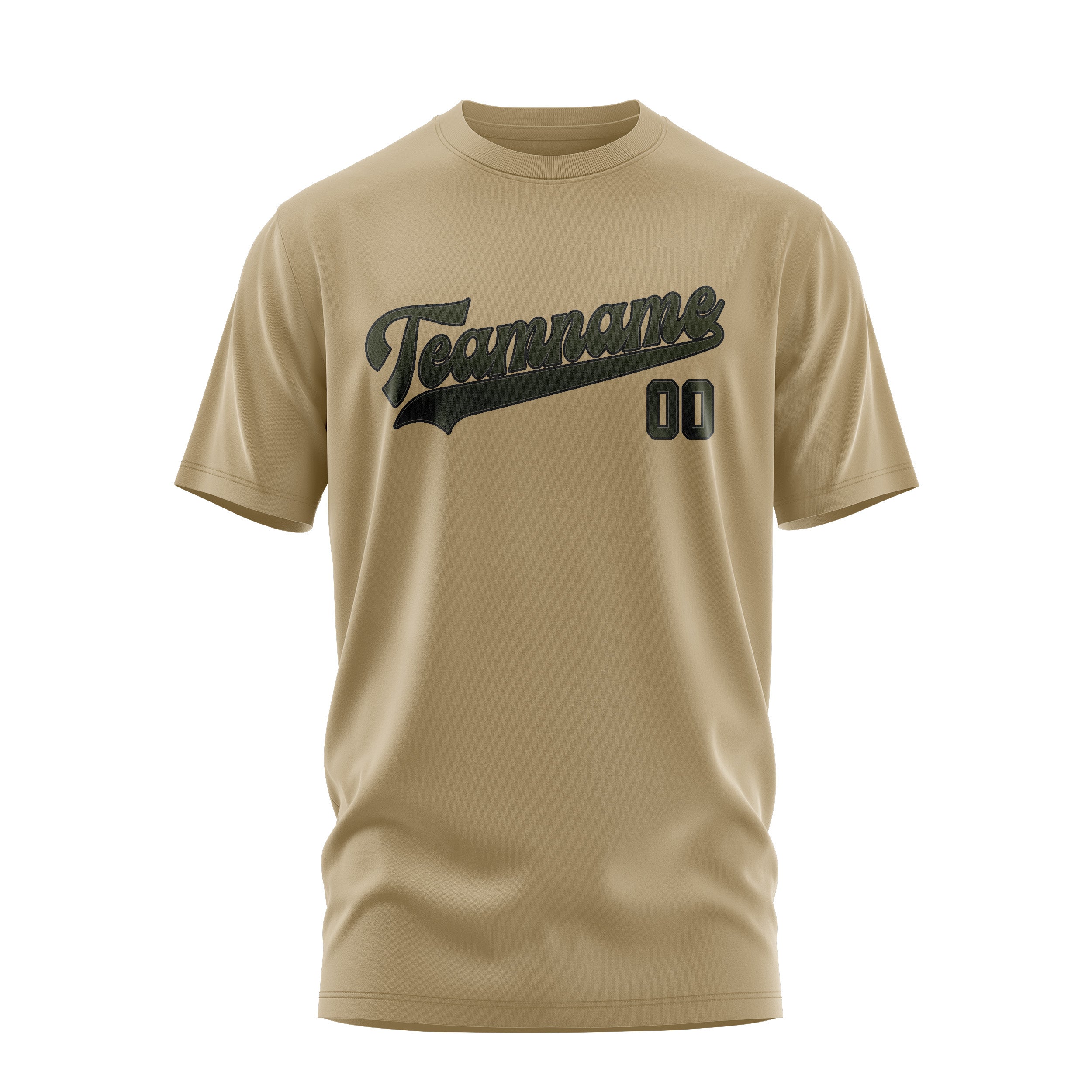 Maßgeschneidertes Hellkhaki Dunkles Oliv T-Shirt
