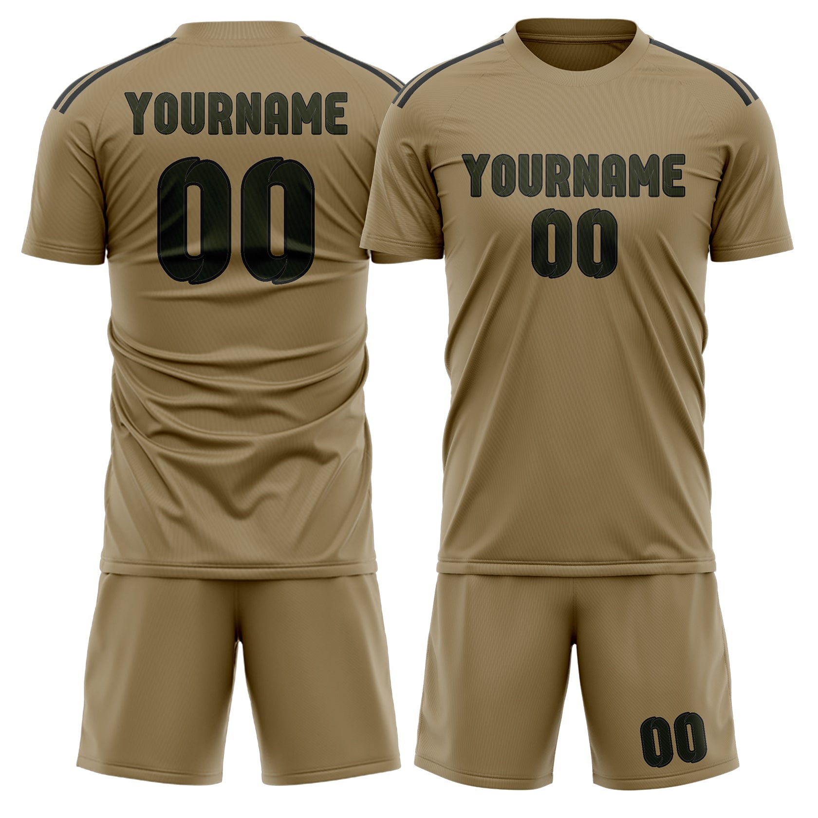 Maßgeschneidertes Professionelles Hellkhaki Dunkles Oliv Fußballtrikot-Set