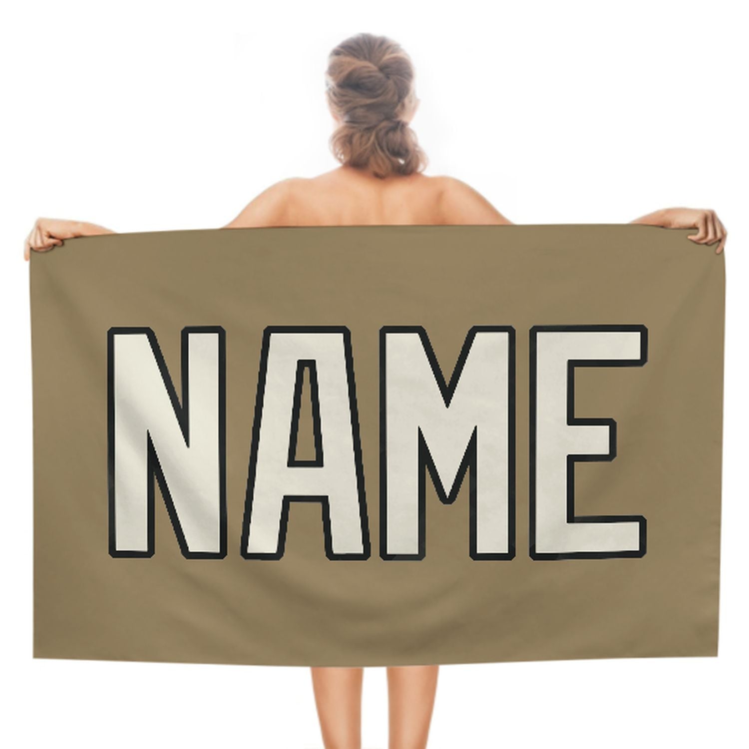 Maßgeschneidertes Hellkhaki Beige Strandtuch