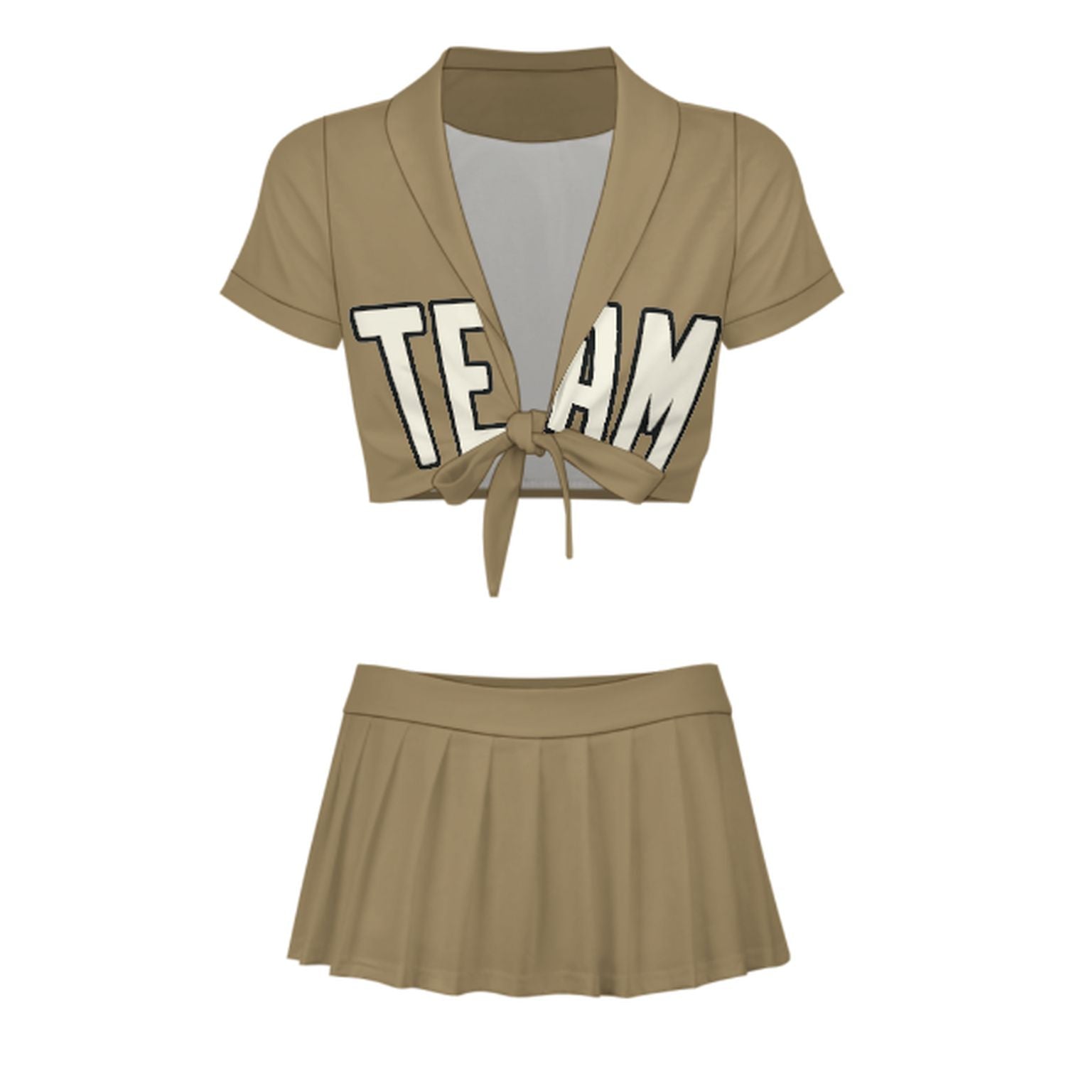 Maßgeschneidertes Hellkhaki Beige Cheerleader Outfit Set