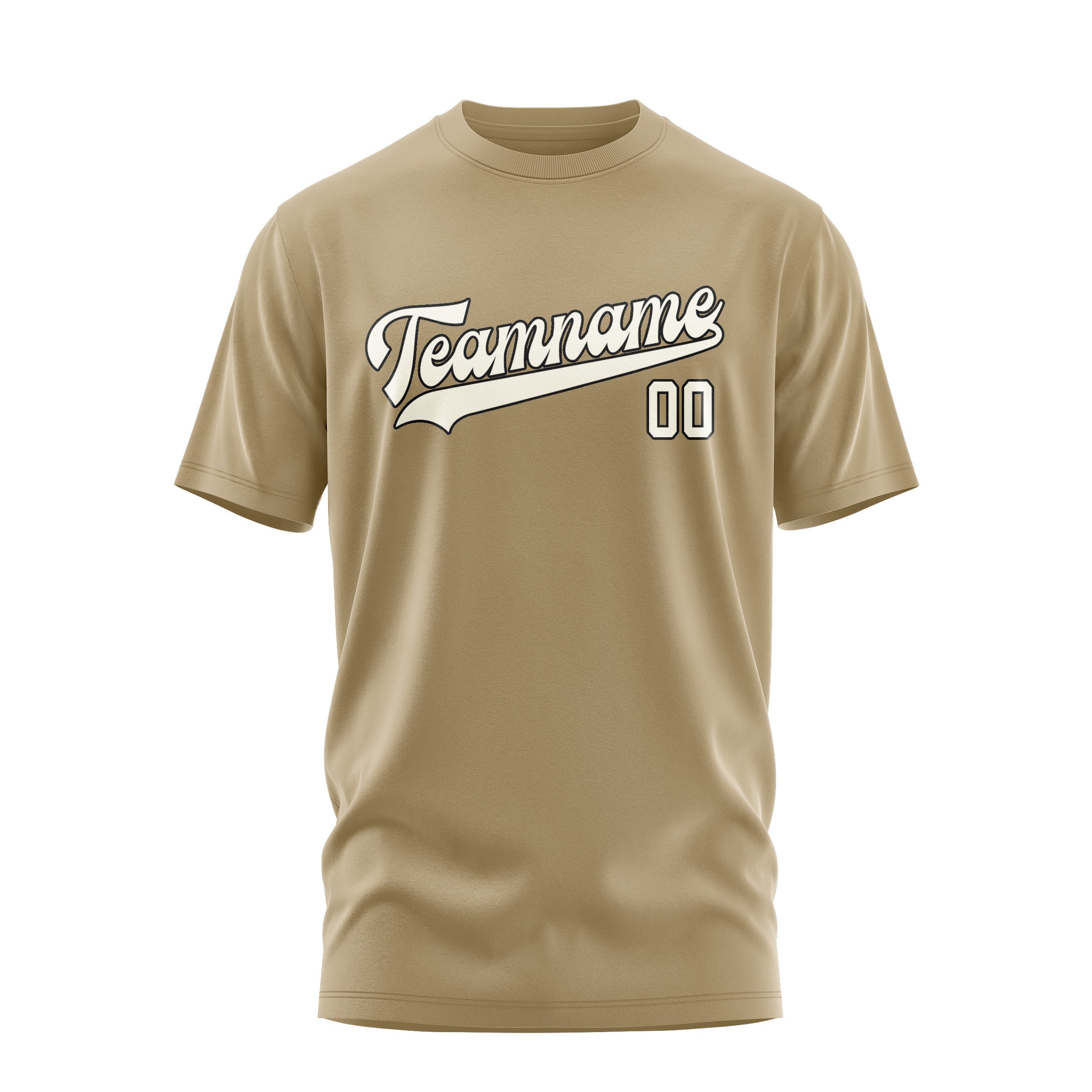 Maßgeschneidertes Hellkhaki Beige T-Shirt