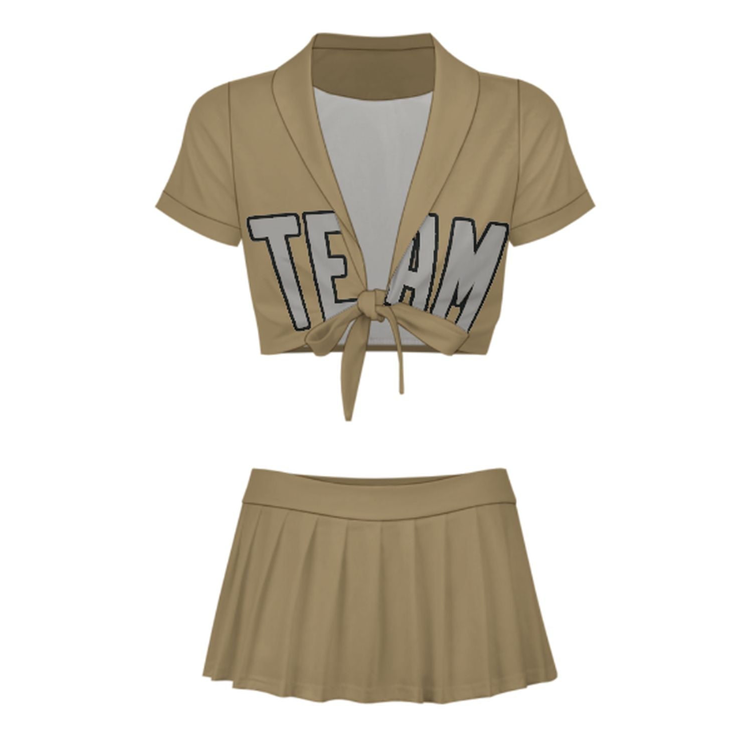 Maßgeschneidertes Hellkhaki Grau Cheerleader Outfit Set