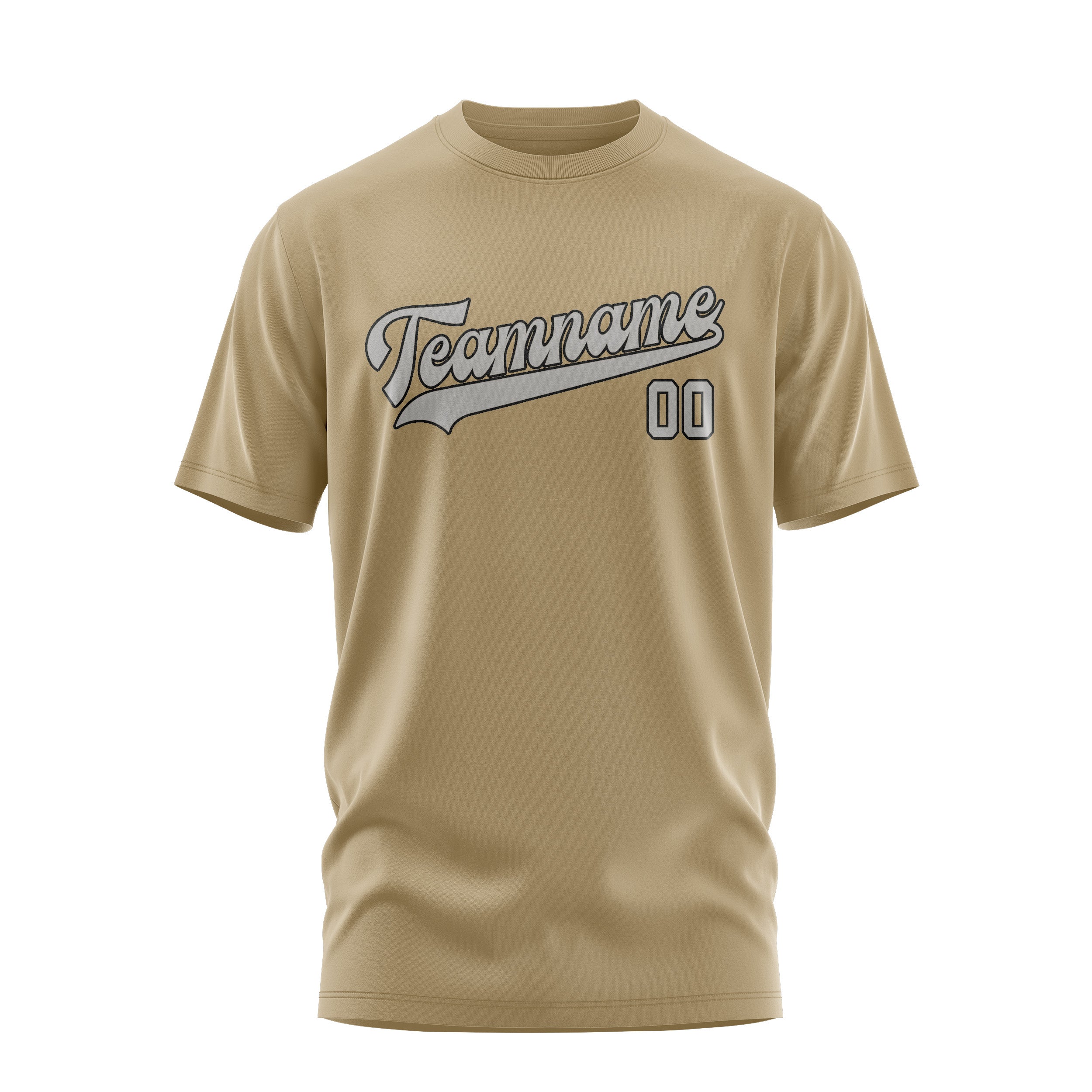 Maßgeschneidertes Hellkhaki Grau T-Shirt
