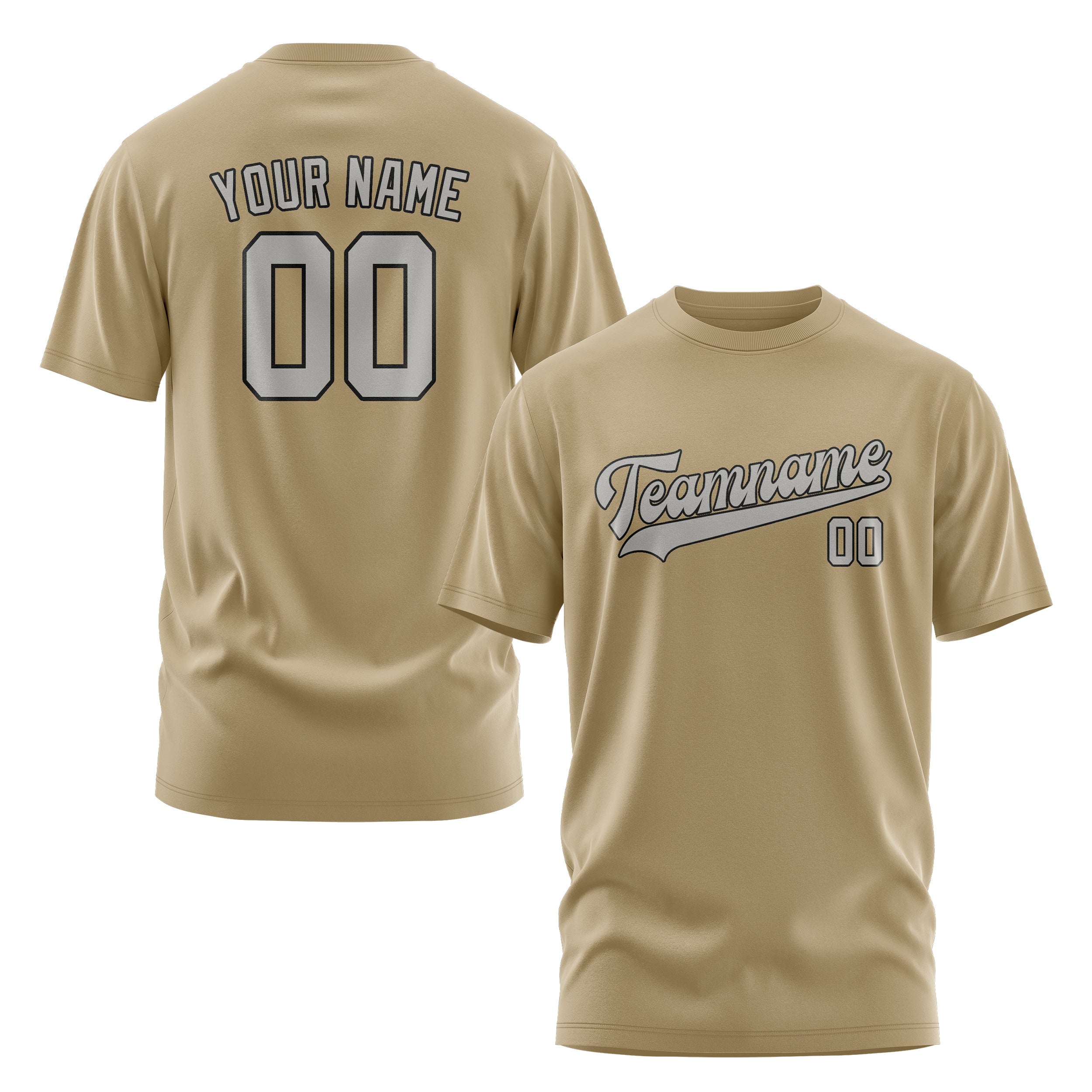 Maßgeschneidertes Hellkhaki Grau T-Shirt