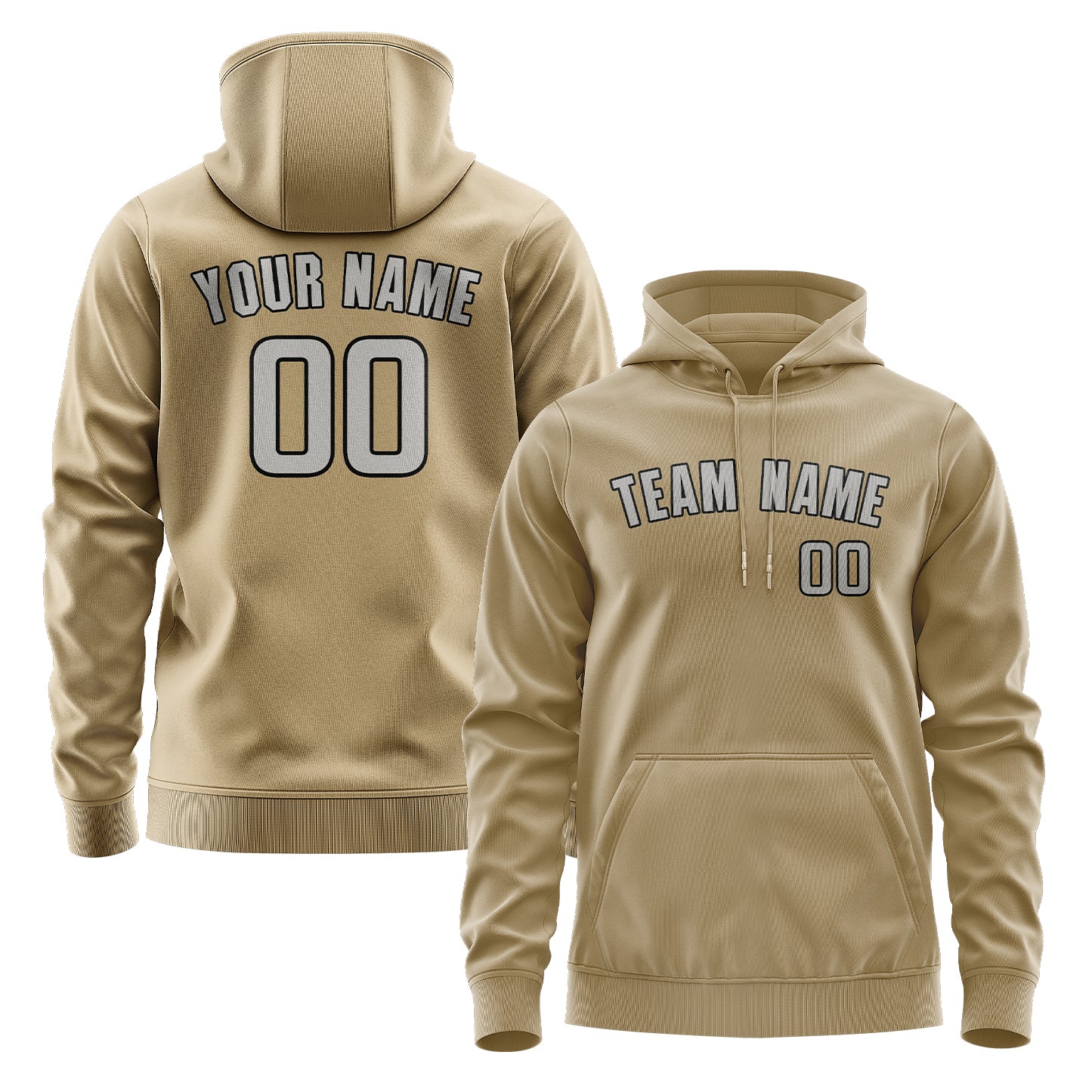 Maßgeschneidertes Hellkhaki Grau Hoodie