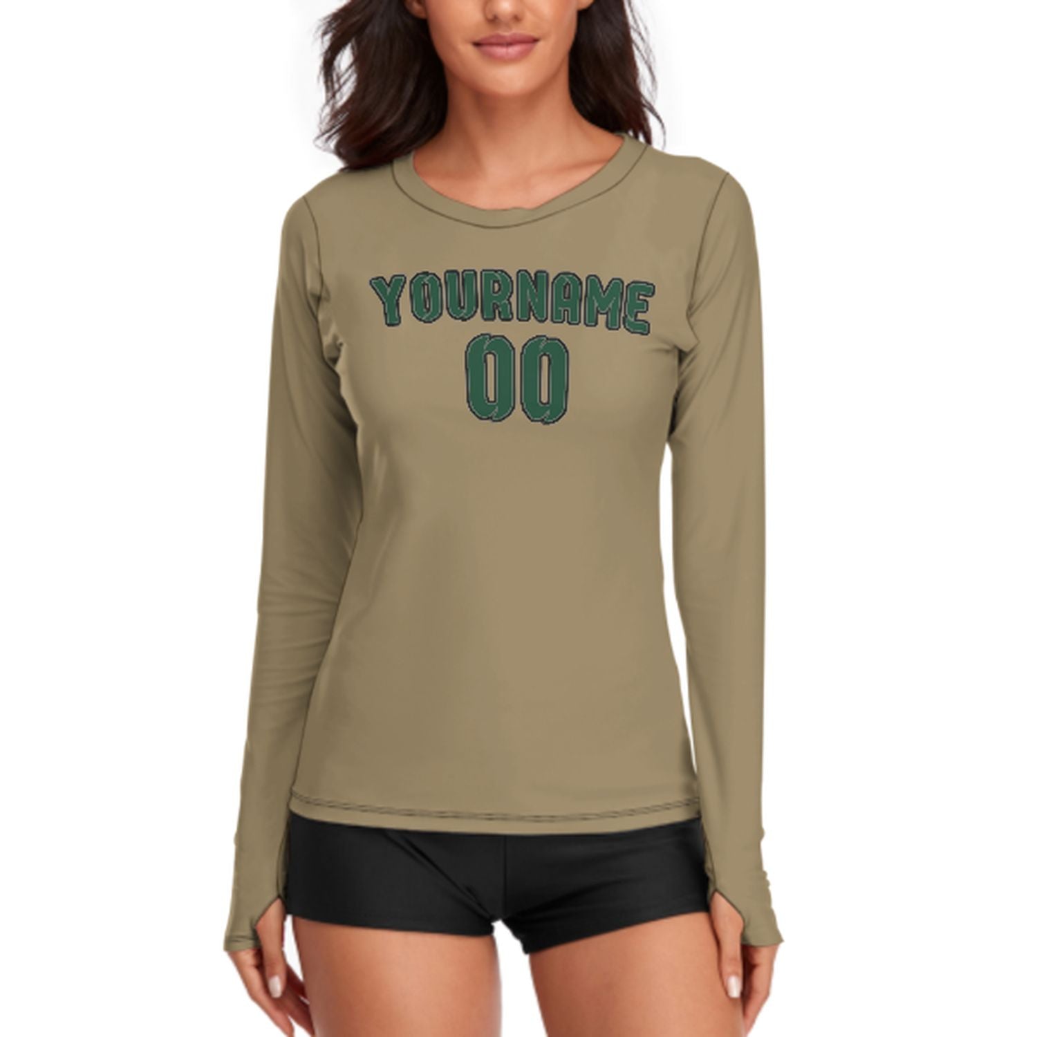 Camicia da donna a maniche lunghe color kaki chiaro verde muschio su misura