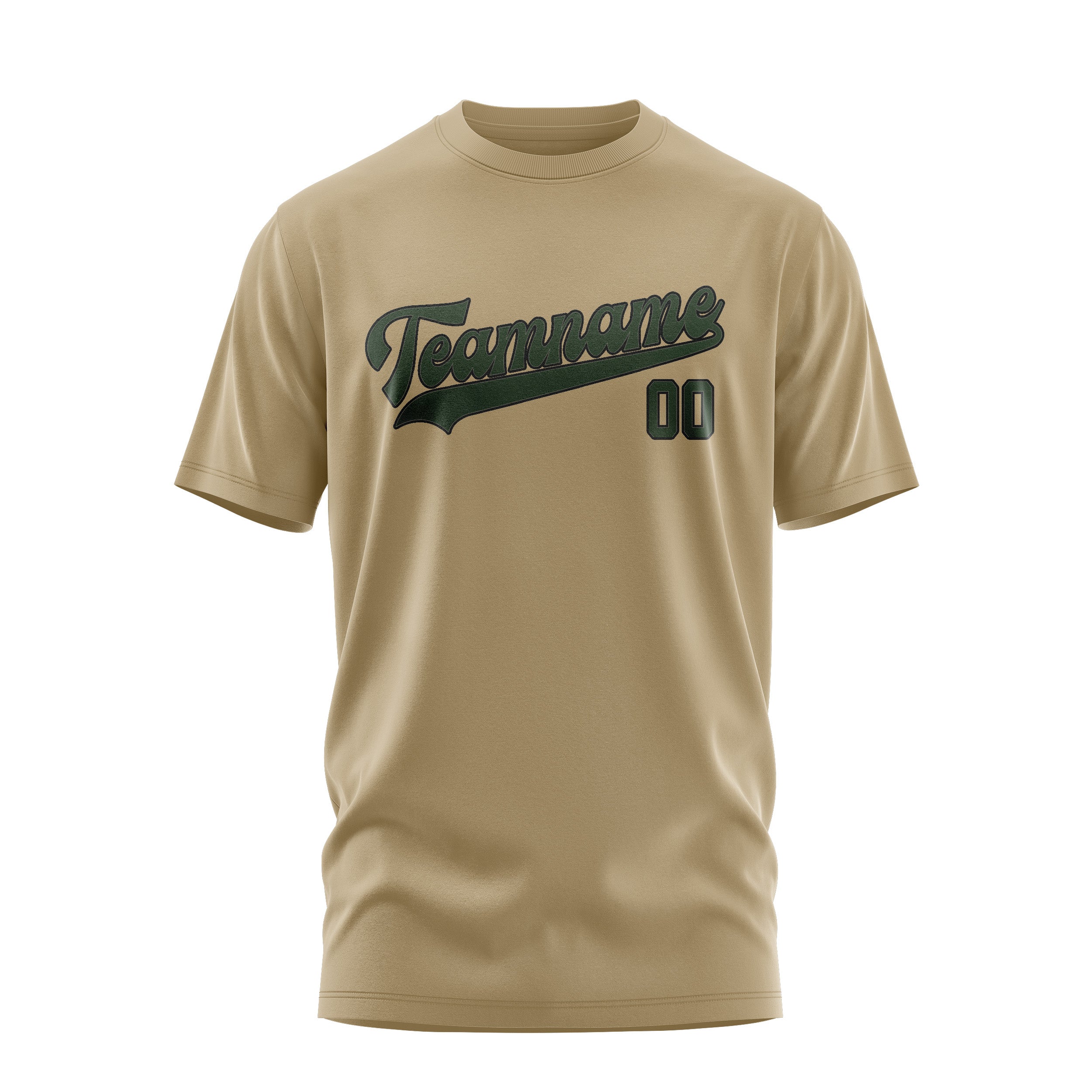 Maßgeschneidertes Hellkhaki Tannengrün T-Shirt