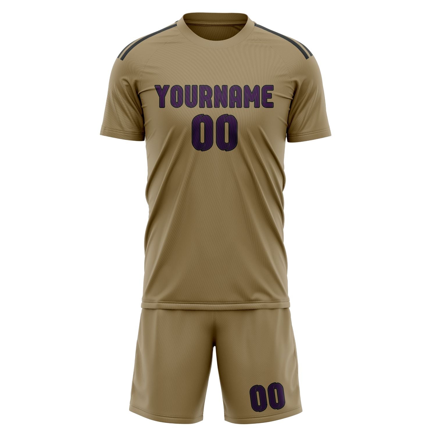 Maßgeschneidertes Professionelles Hellkhaki Lila Fußballtrikot-Set