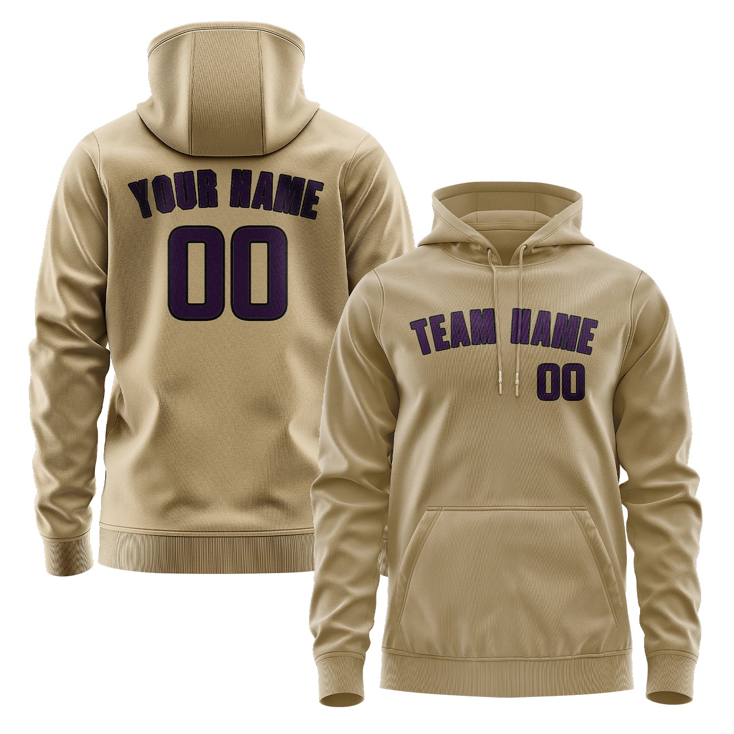 Maßgeschneidertes Hellkhaki Lila Hoodie