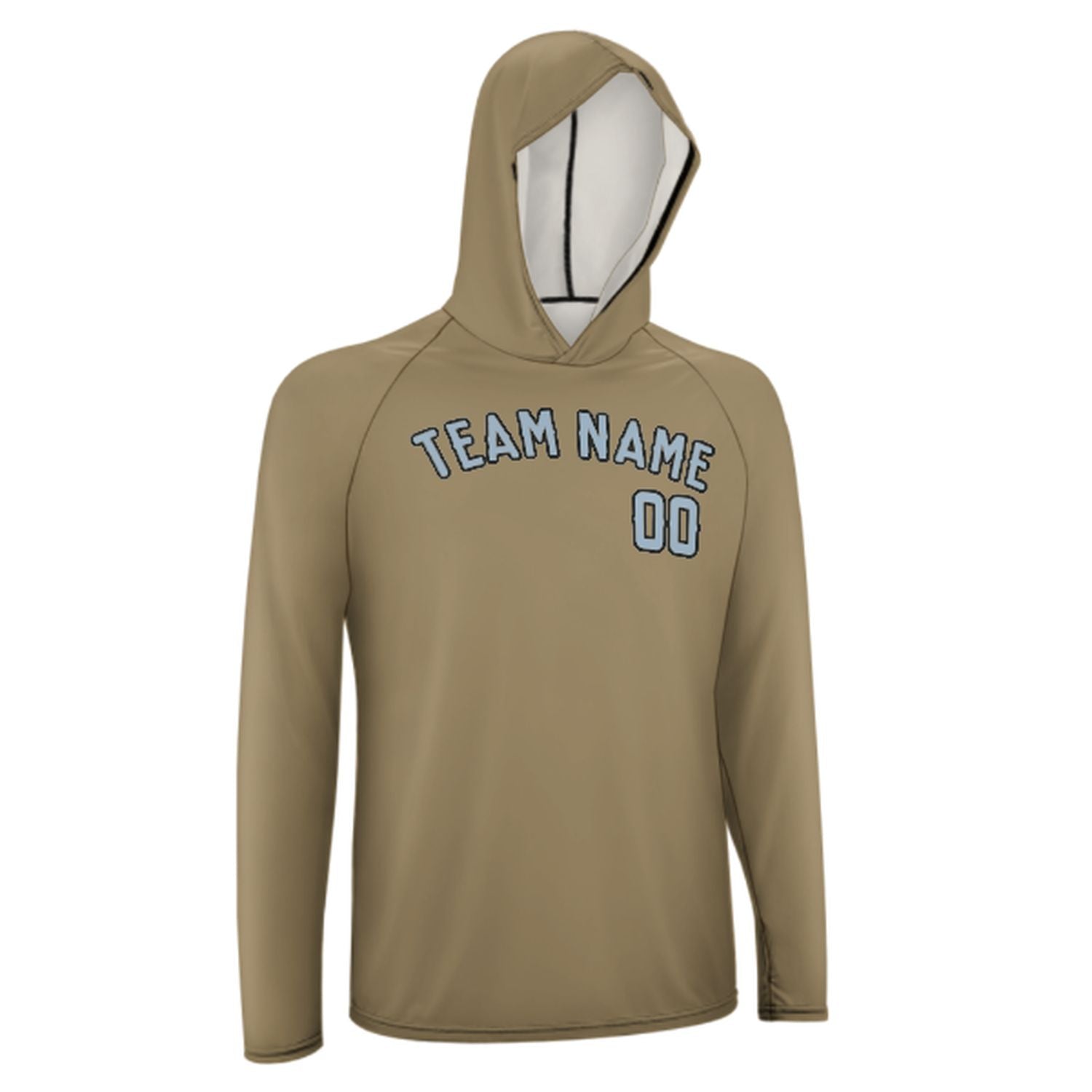 Maßgeschneidertes Hellkhaki Hellblau UV-Hoodie
