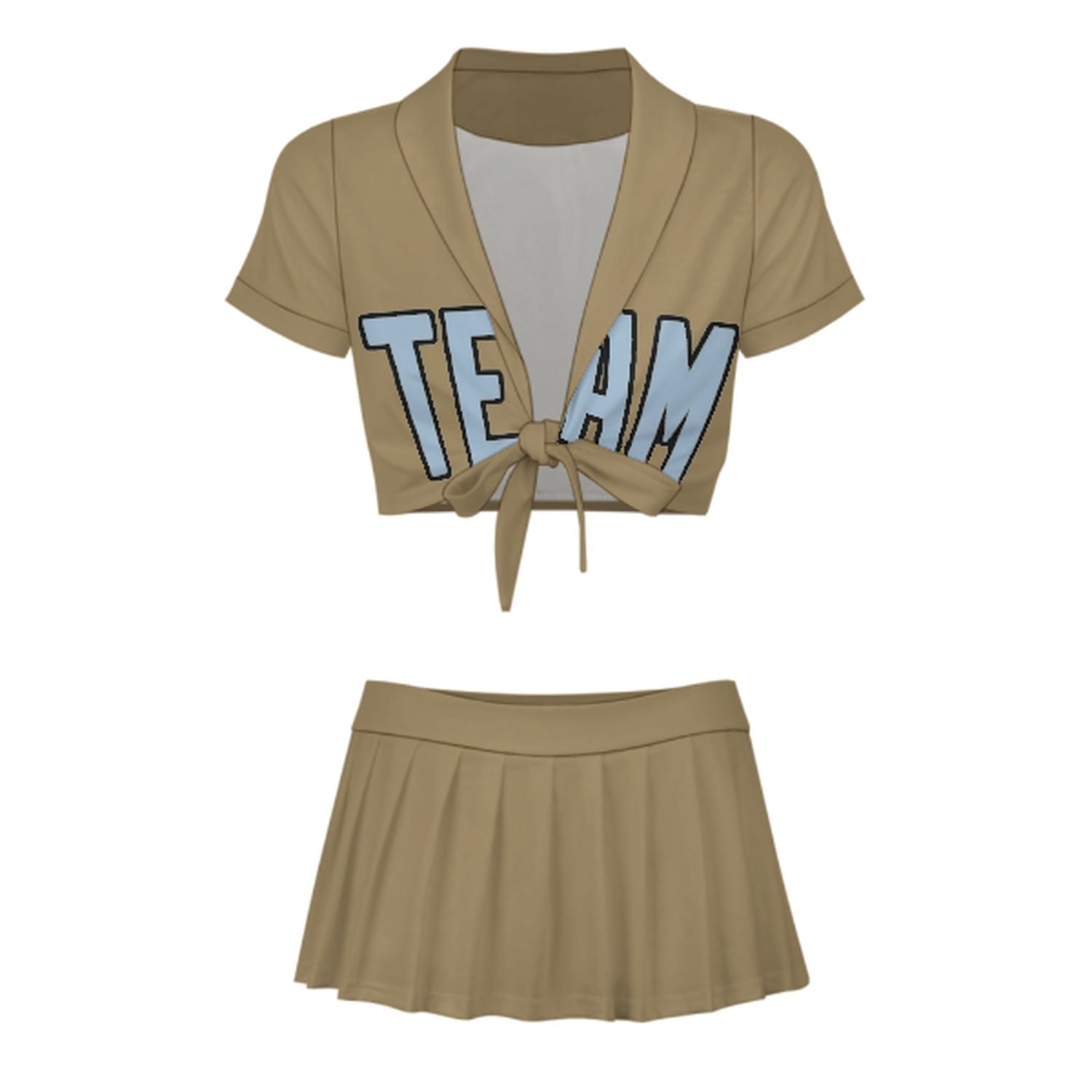 Maßgeschneidertes Hellkhaki Hellblau Cheerleader Outfit Set