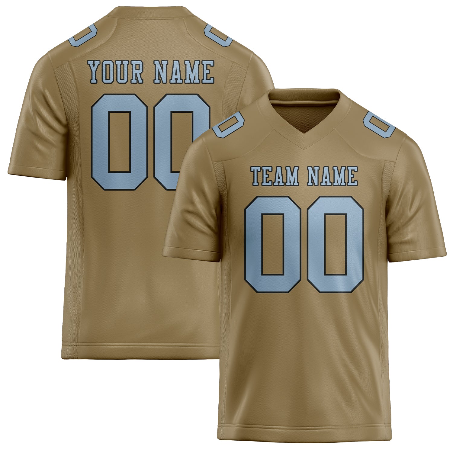 Maglia da rugby professionale su misura color cachi chiaro e azzurro