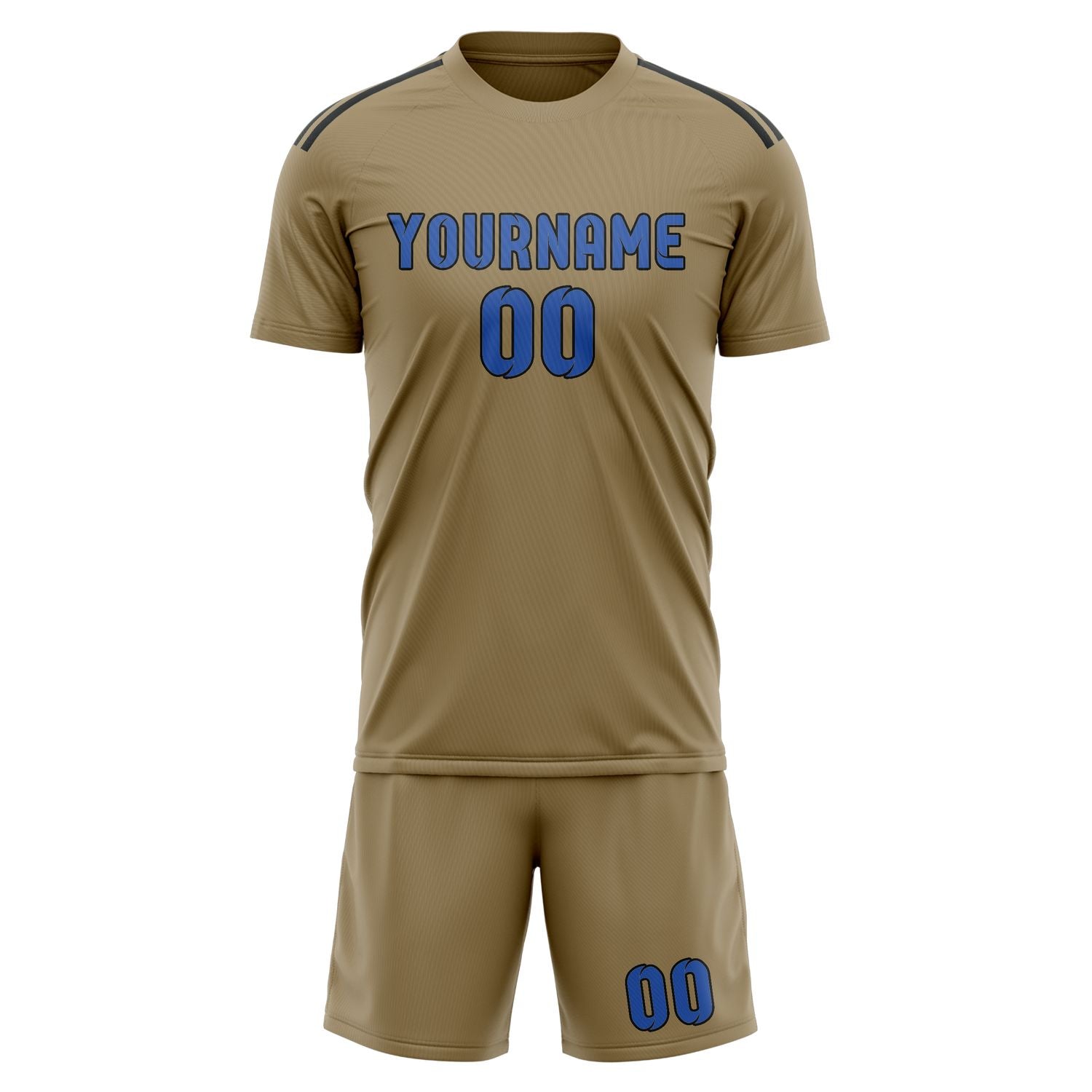 Maßgeschneidertes Professionelles Hellkhaki Himmelblau Fußballtrikot-Set
